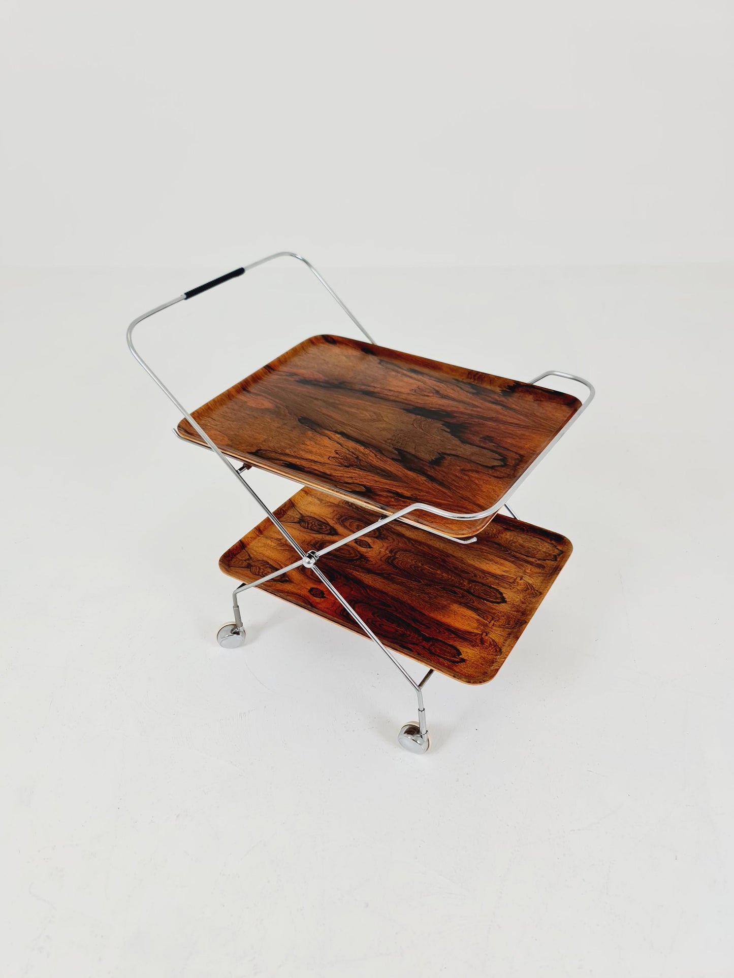 Vintage Danish mid century trolley bar cart in Rosewood & metal, 1960s