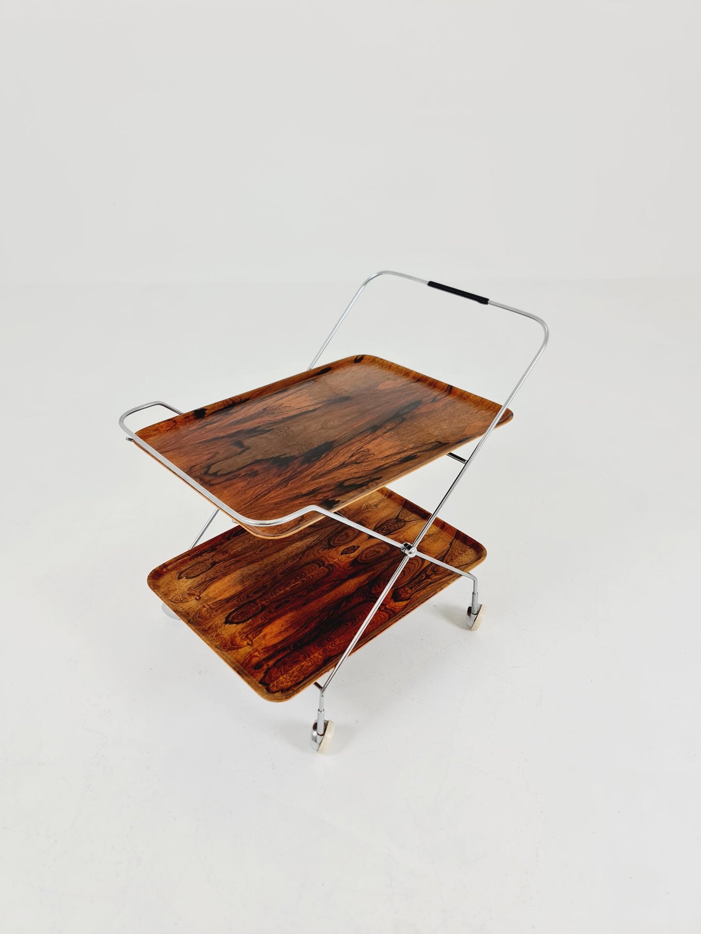 Vintage Danish mid century trolley bar cart in Rosewood & metal, 1960s