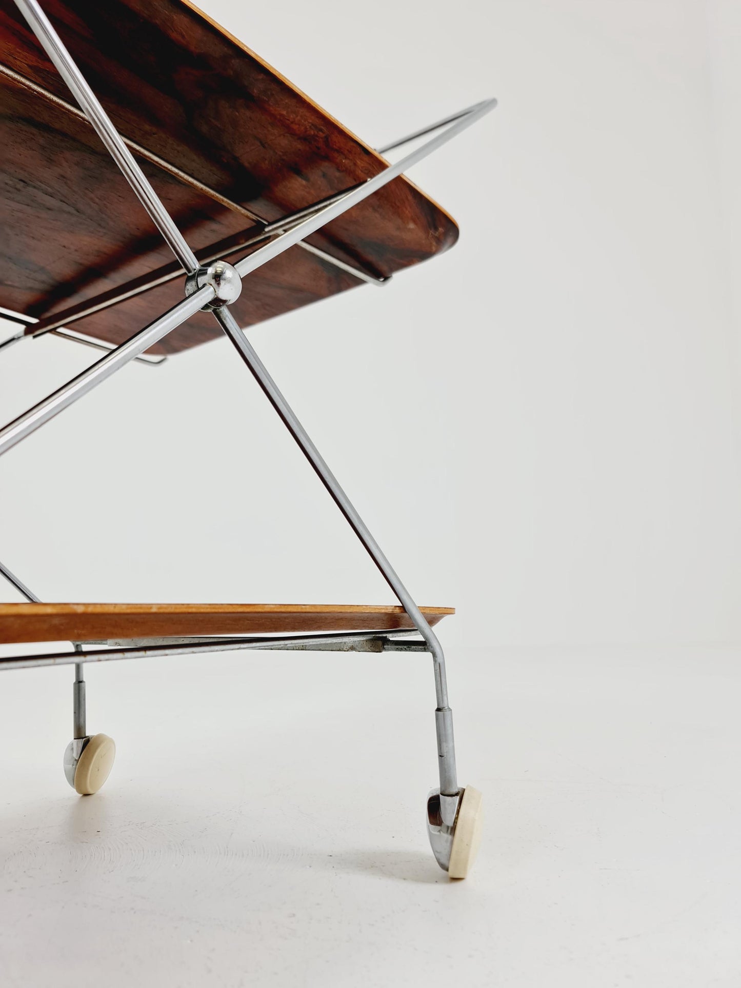 Vintage Danish mid century trolley bar cart in Rosewood & metal, 1960s