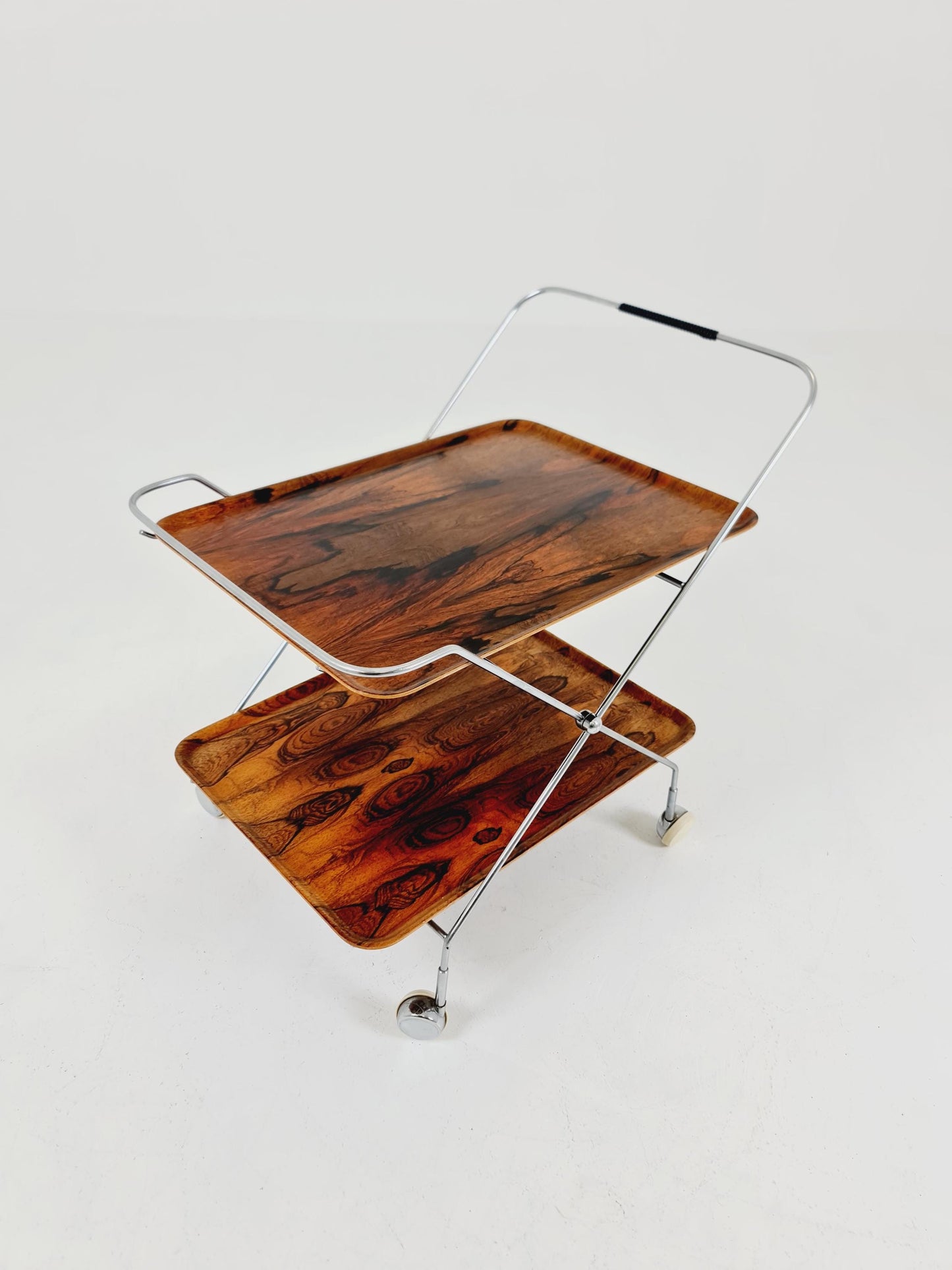 Vintage Danish mid century trolley bar cart in Rosewood & metal, 1960s