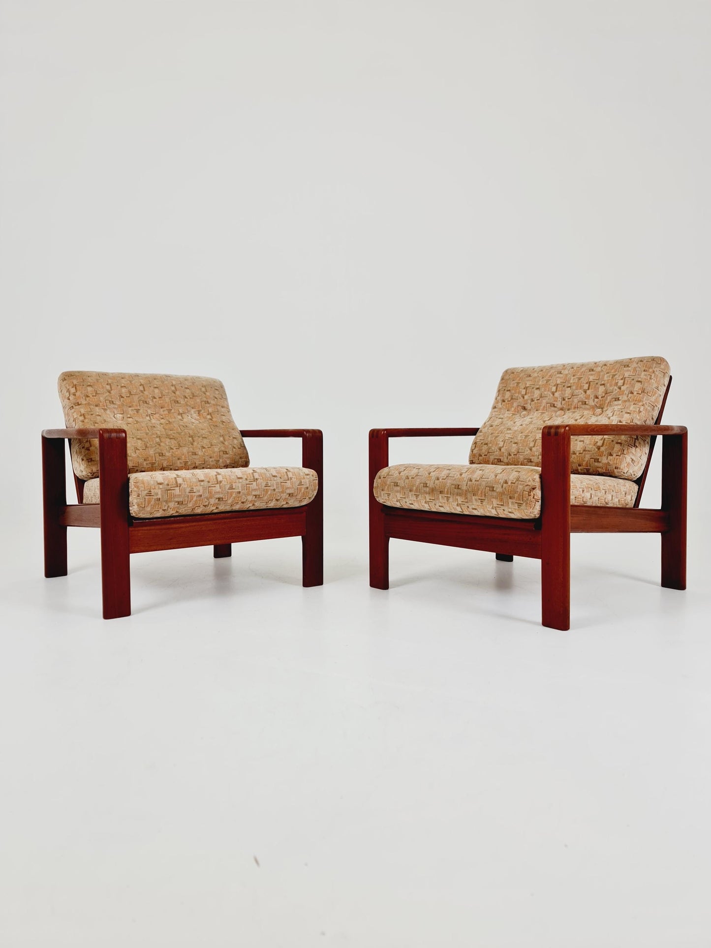 Mid century teak easy lounge chairs , Set of 2, 1960s
