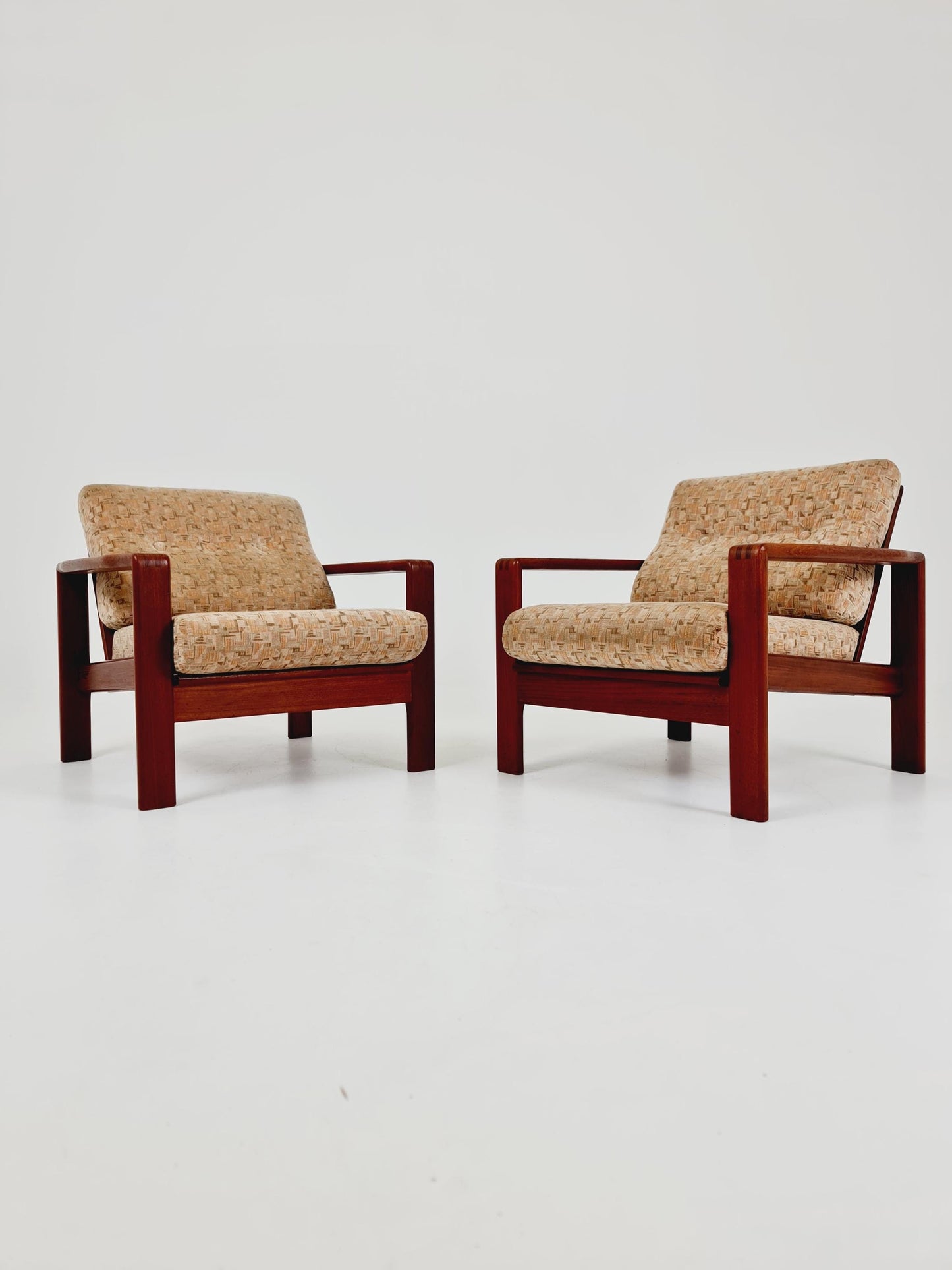 Mid century teak easy lounge chairs , Set of 2, 1960s
