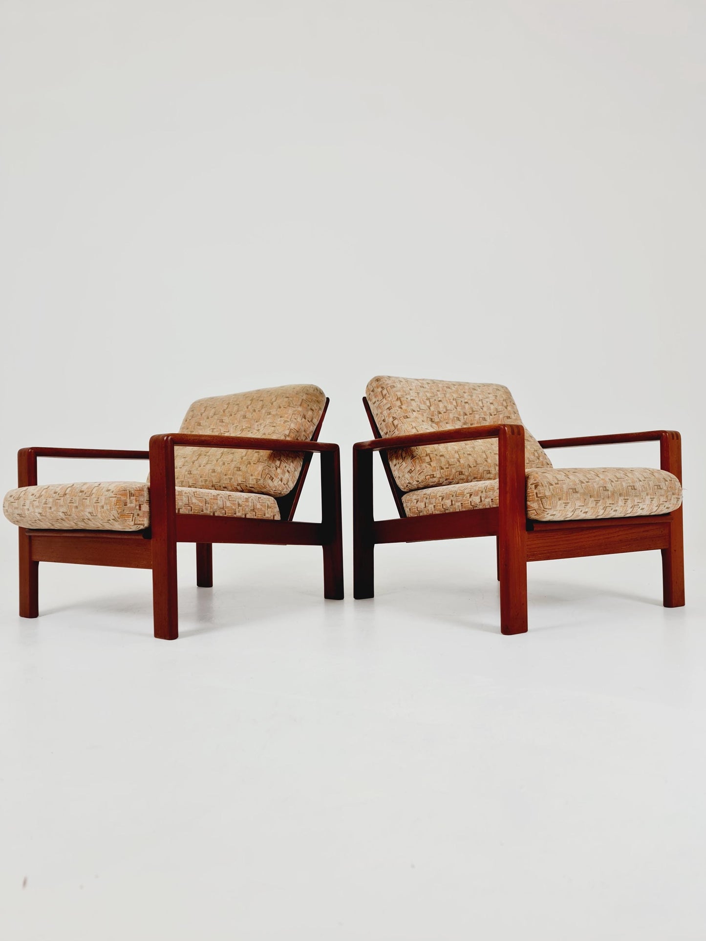 Mid century teak easy lounge chairs , Set of 2, 1960s