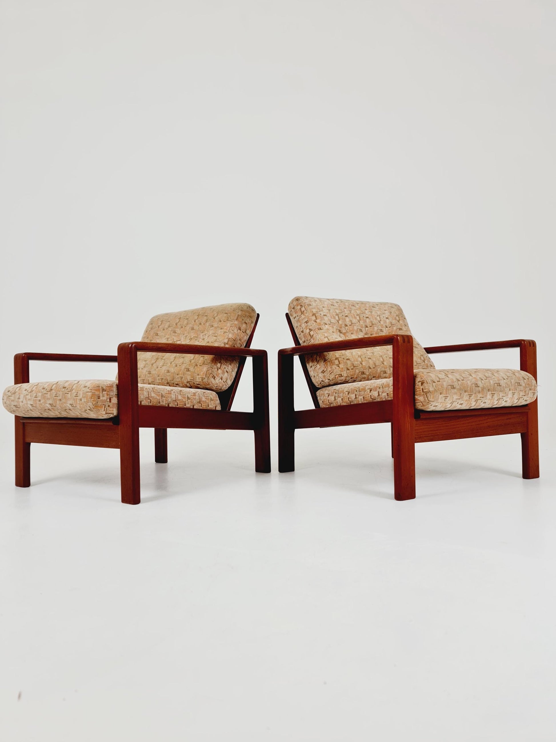 Mid century teak easy lounge chairs , Set of 2, 1960s