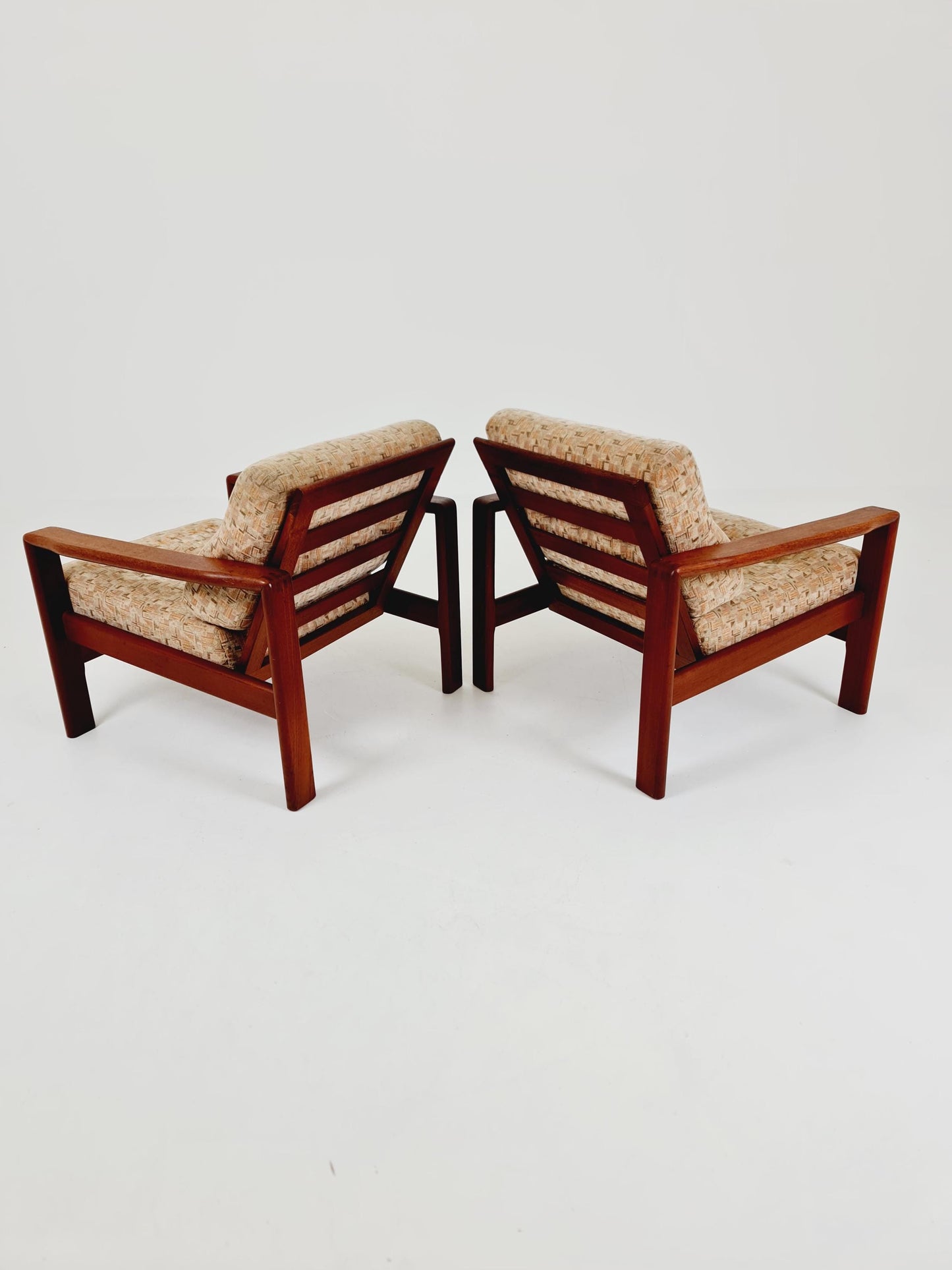 Mid century teak easy lounge chairs , Set of 2, 1960s