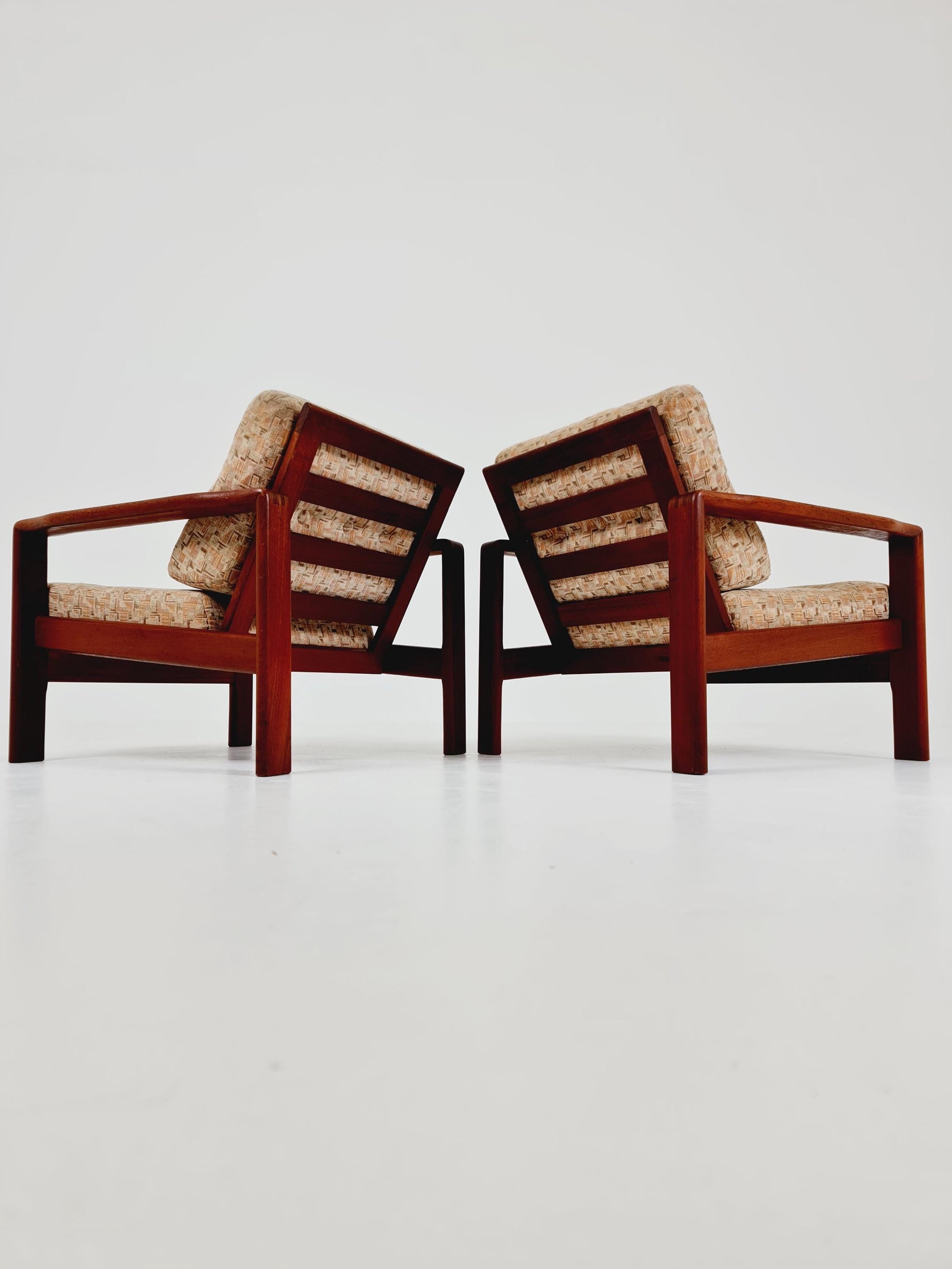 Mid century teak easy lounge chairs , Set of 2, 1960s