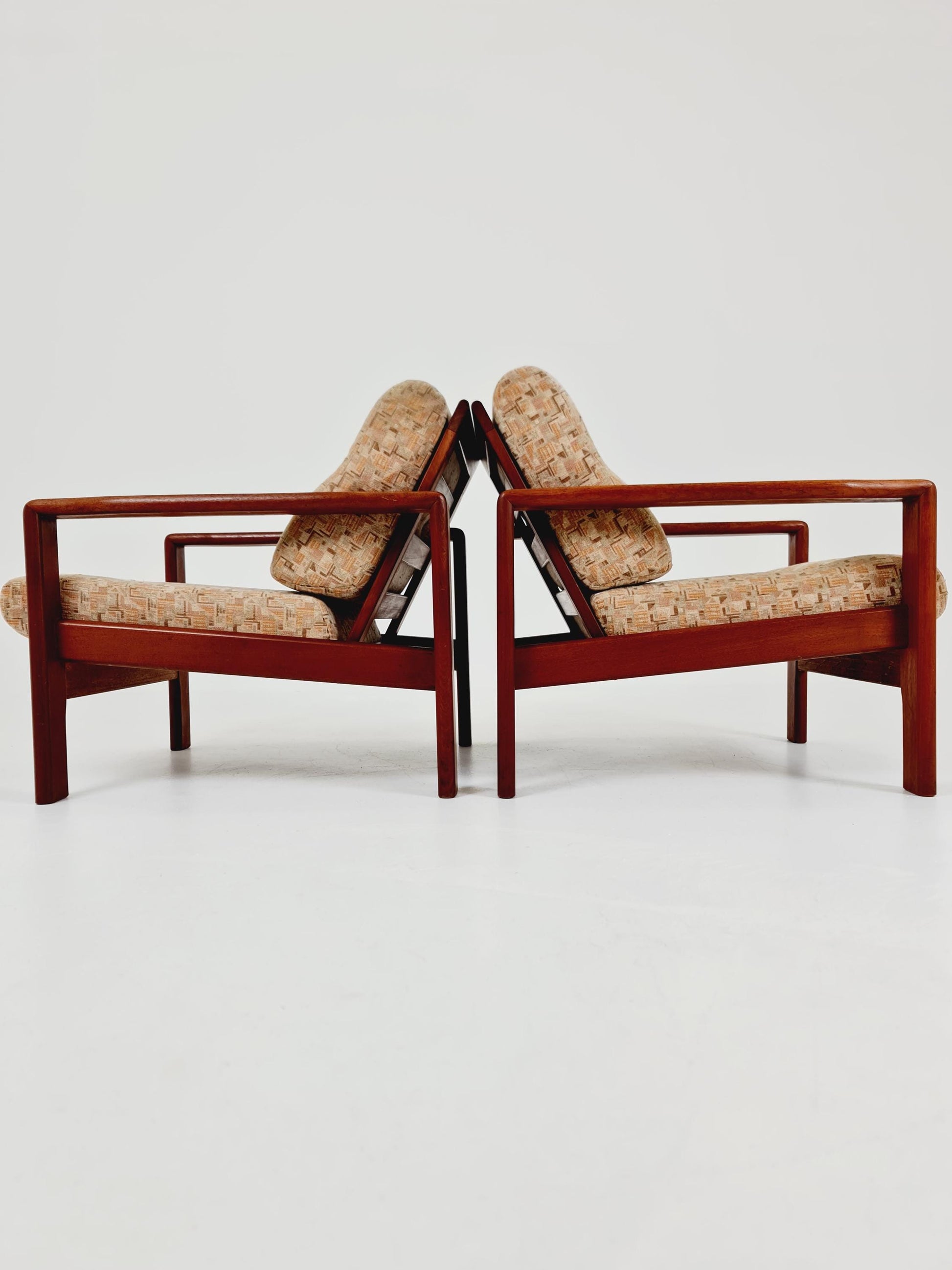 Mid century teak easy lounge chairs , Set of 2, 1960s