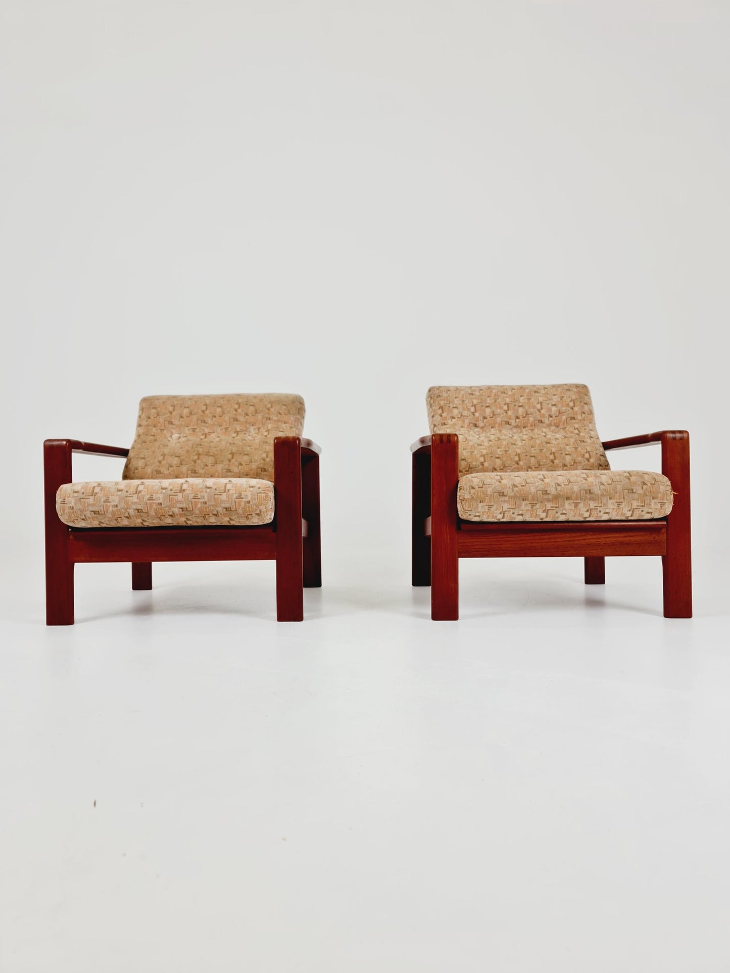 Mid century teak easy lounge chairs , Set of 2, 1960s