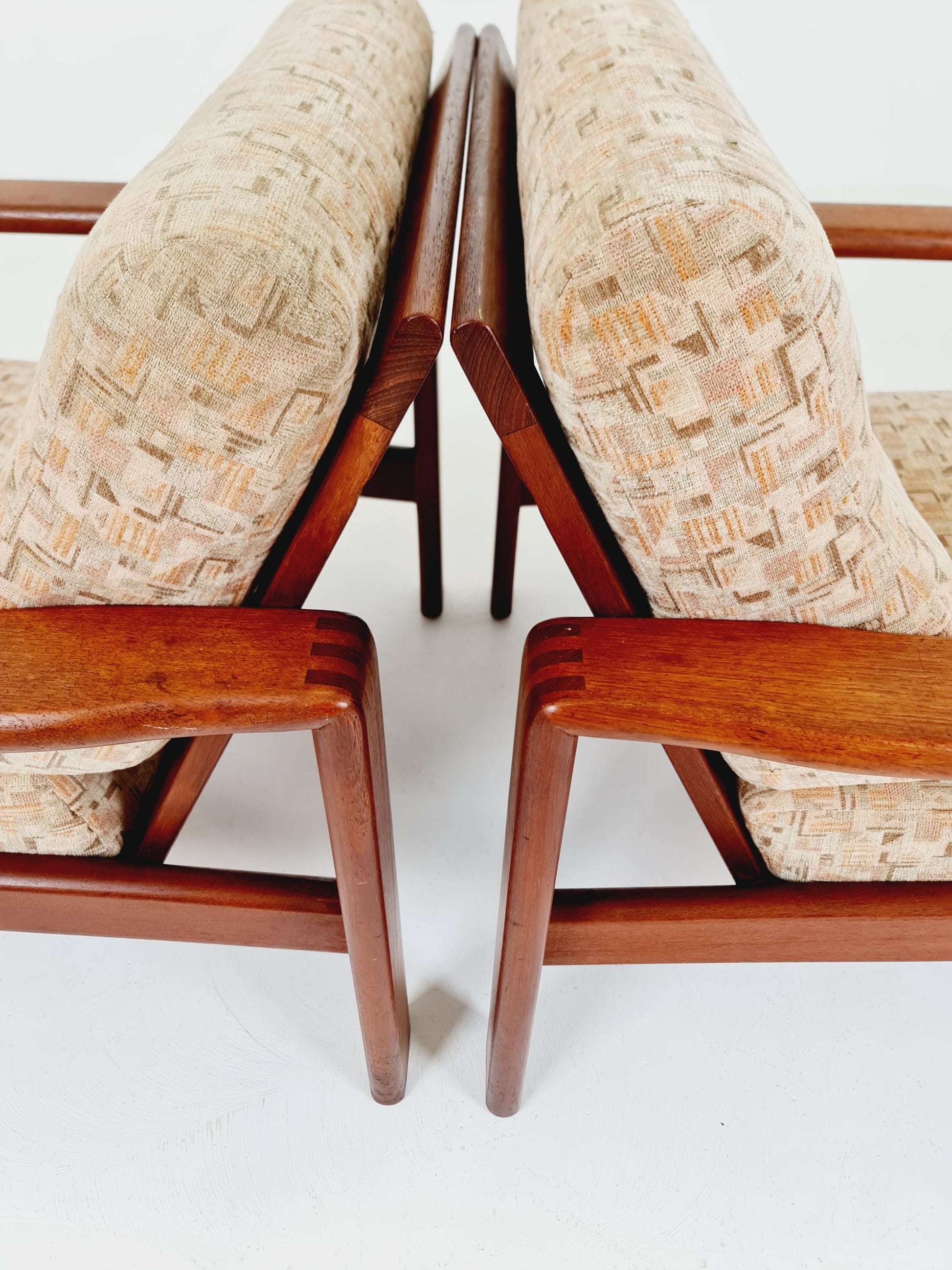 Mid century teak easy lounge chairs , Set of 2, 1960s