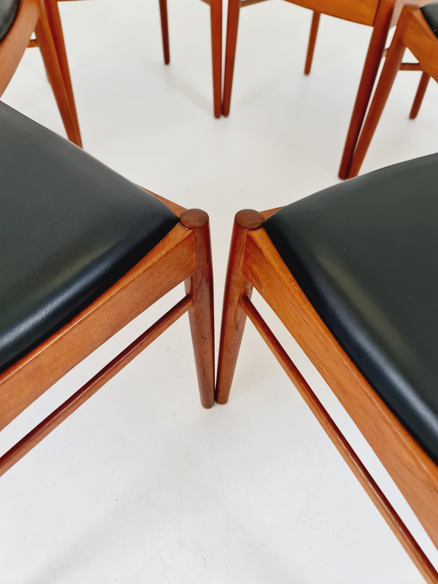 Mid Century Dansih Teak and Leather chair by Henning kaernulf , 1960s Set of 6