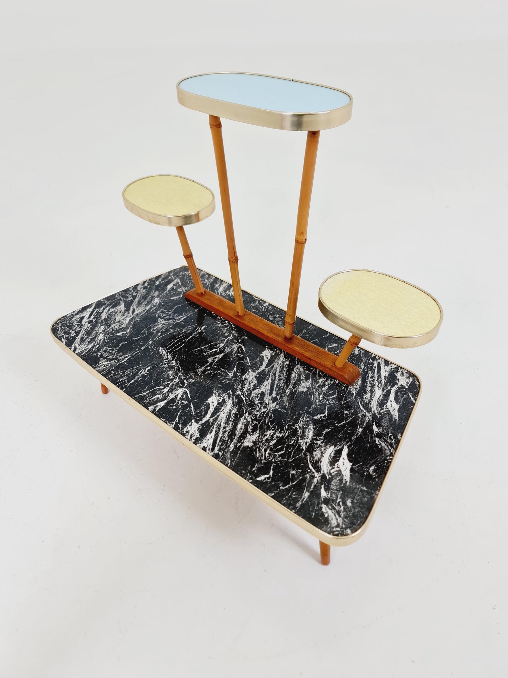 Big 1950s German Plant Stand, Colorful Vintage Mid-Century Minimalist Indoor Plant Stand Side Table Retro flower table