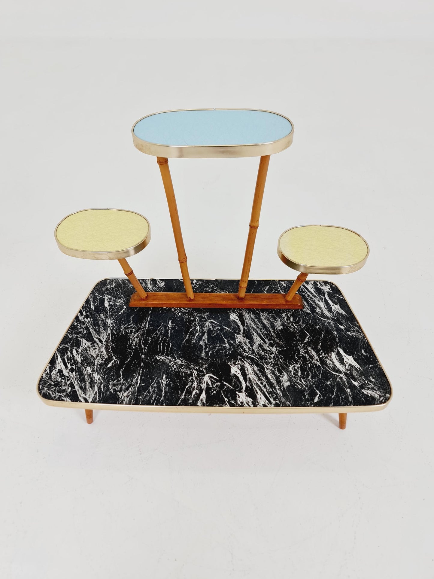 Big 1950s German Plant Stand, Colorful Vintage Mid-Century Minimalist Indoor Plant Stand Side Table Retro flower table