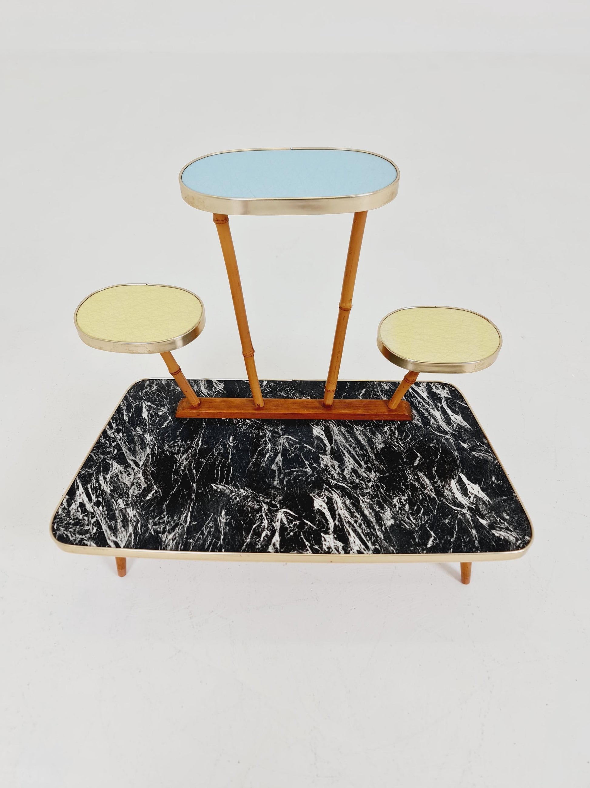 Big 1950s German Plant Stand, Colorful Vintage Mid-Century Minimalist Indoor Plant Stand Side Table Retro flower table