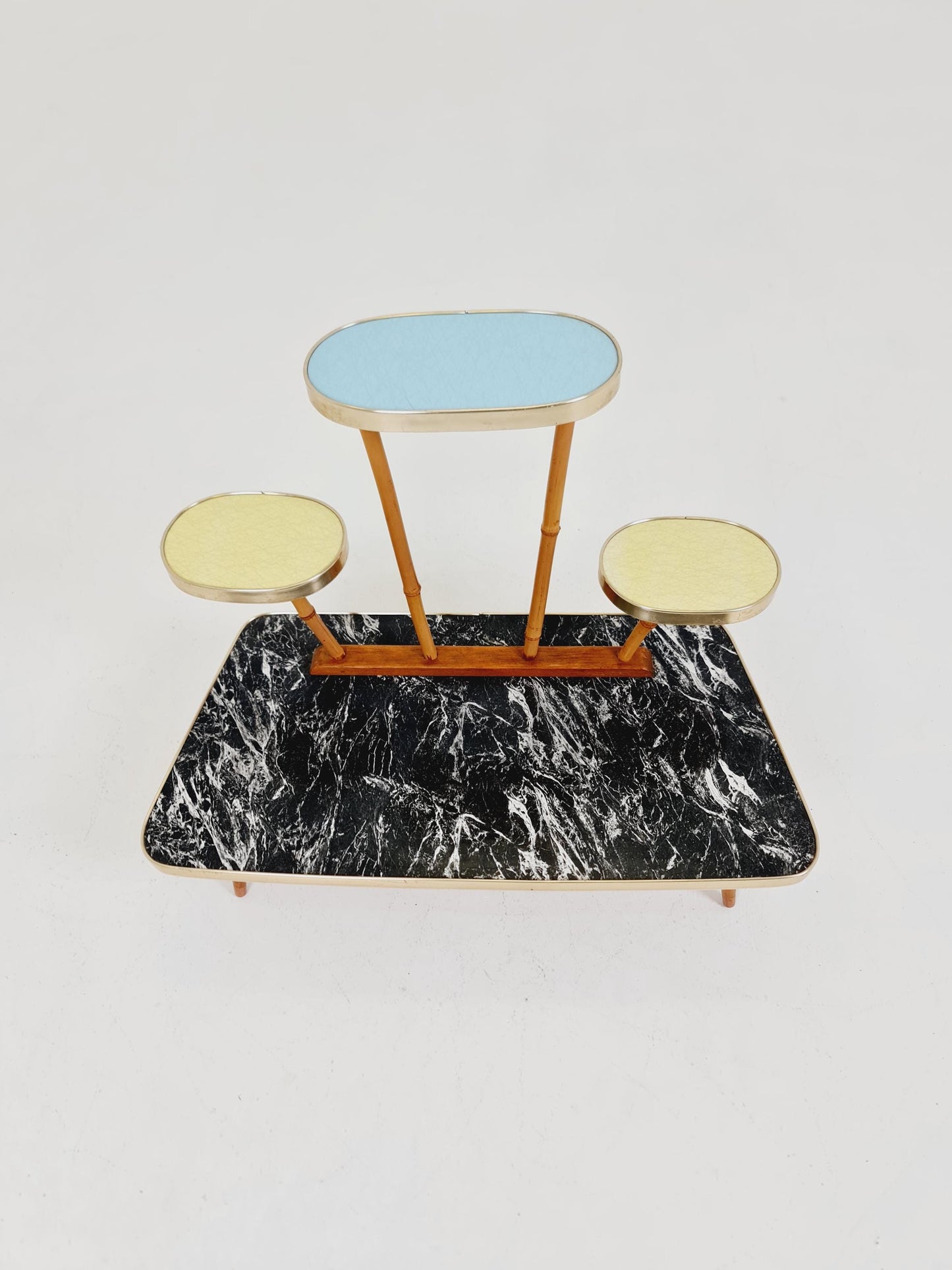 Big 1950s German Plant Stand, Colorful Vintage Mid-Century Minimalist Indoor Plant Stand Side Table Retro flower table