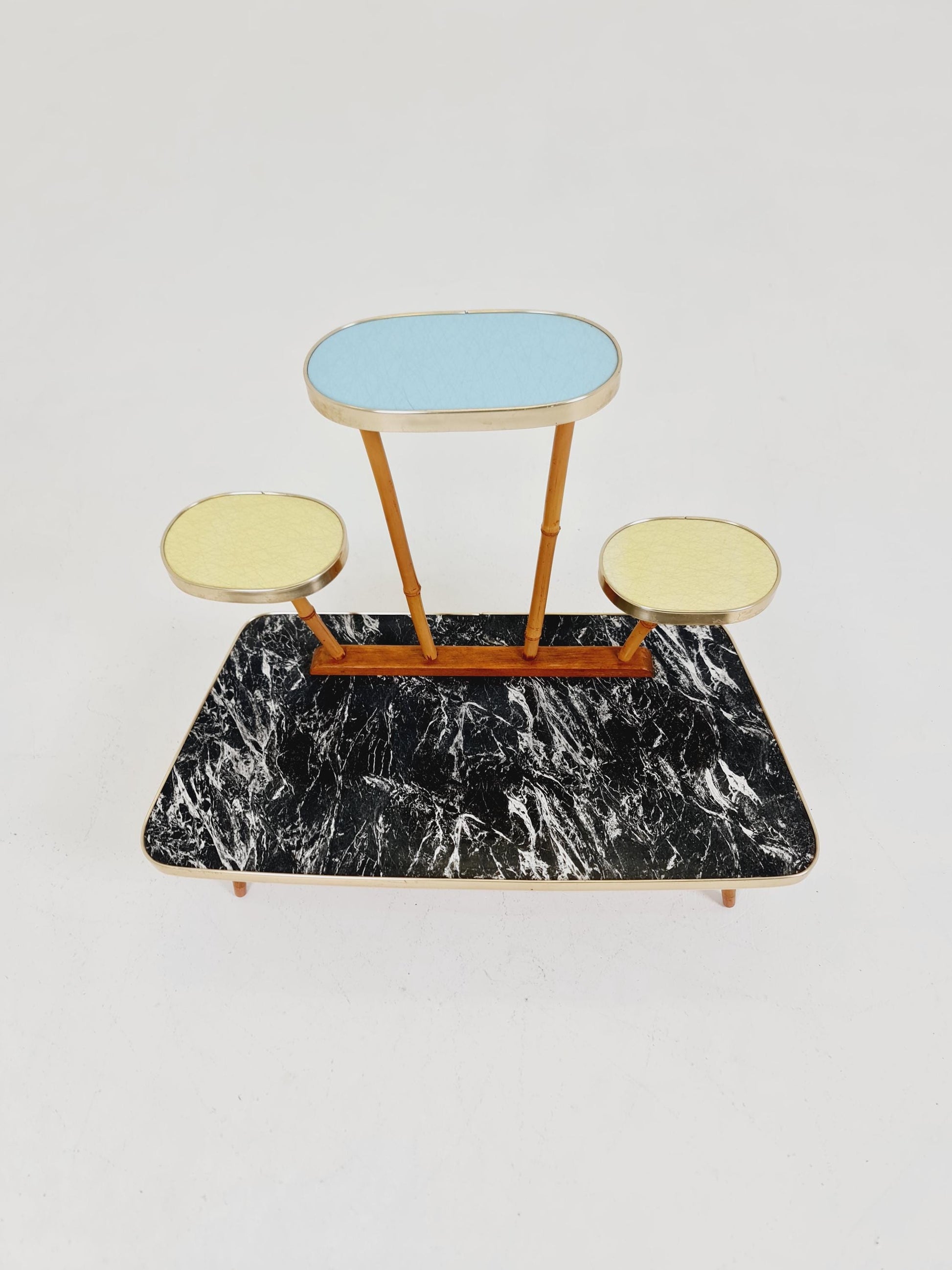 Big 1950s German Plant Stand, Colorful Vintage Mid-Century Minimalist Indoor Plant Stand Side Table Retro flower table