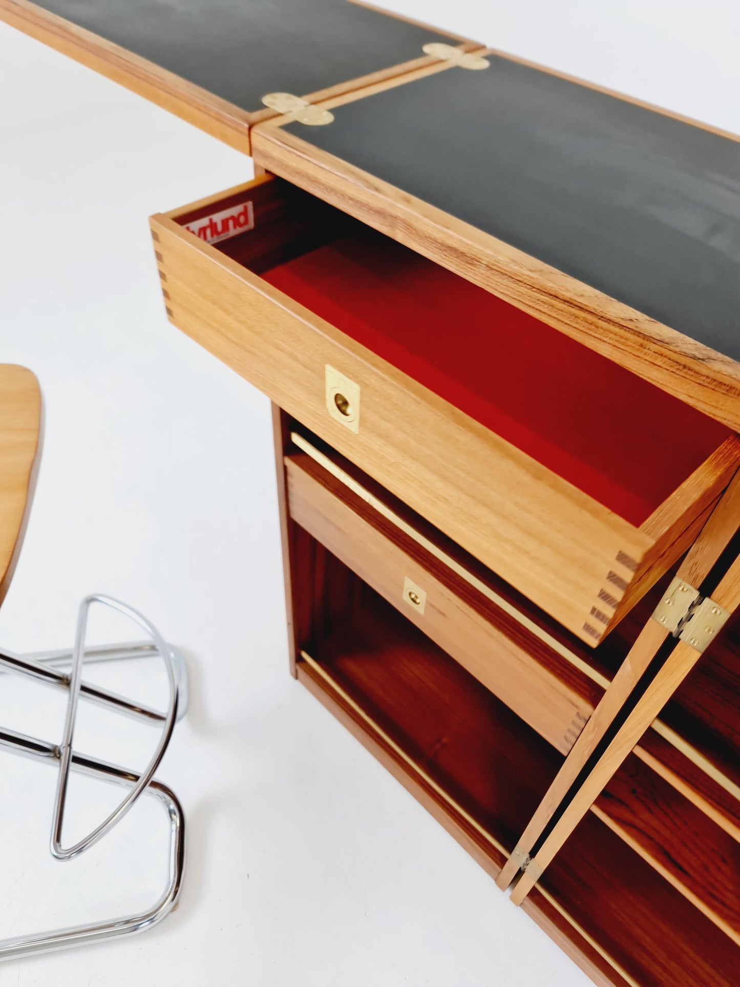 Super rare Danish mid century bar cart trolley By Reno Wahl Iversen for Dyrlund in Teak , 1960s