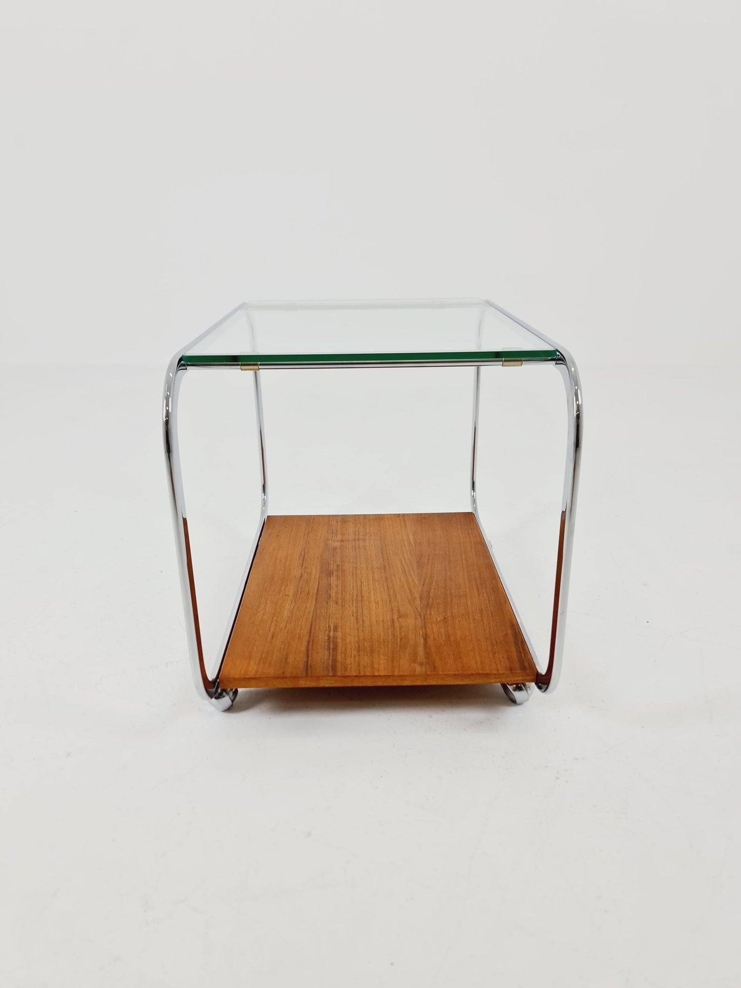 Vintage Danish mid century trolley bar cart in walnut & metal, 1960s