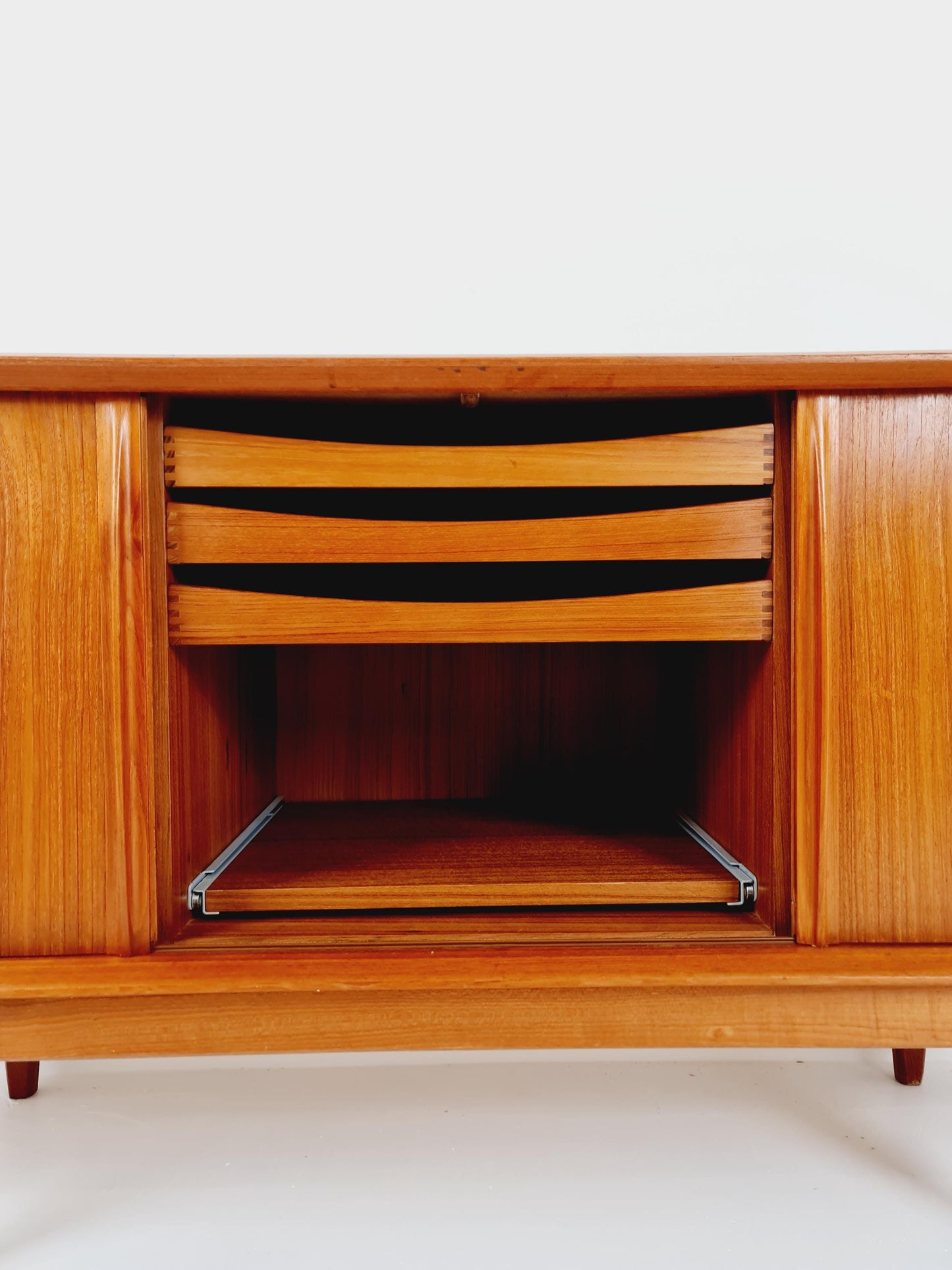 Rare Mid century Dansih Teak Sideboard With roll - up doors by Bernhard Pedersen & Son , 1960s