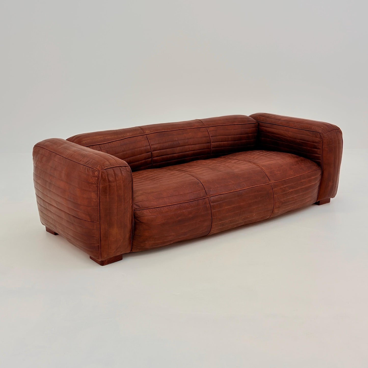 Mid century Italian Belgrave Luxury Distressed brown 3-Seater Leather Sofa – 1980s Italy