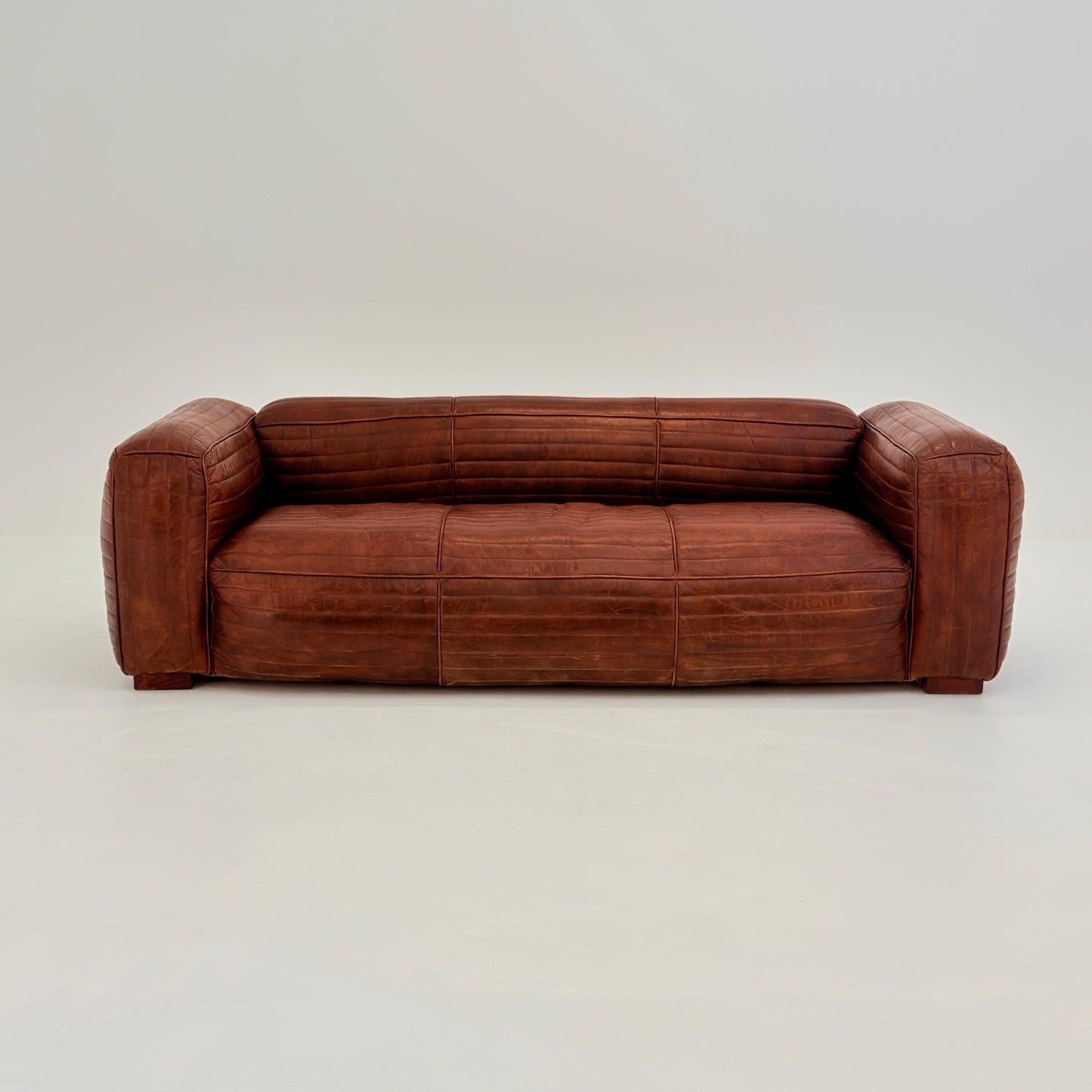 Mid century Italian Belgrave Luxury Distressed brown 3-Seater Leather Sofa – 1980s Italy