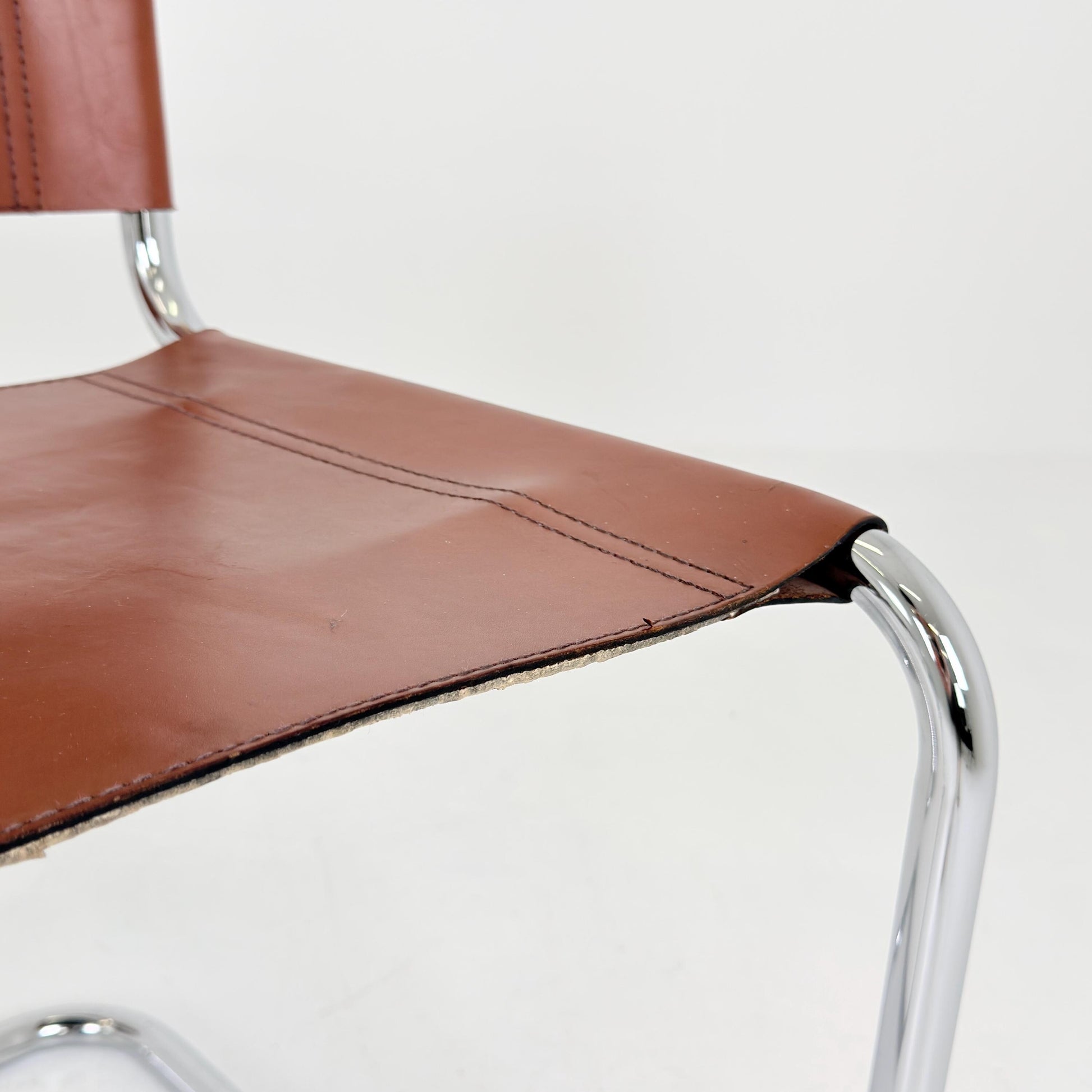 Set of 2 Vintage S33 Cantilever Chairs by Mart Stam – Italian 1980s Bauhaus Leather Chairs