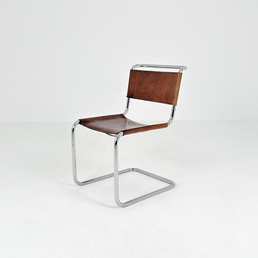 Mid century S33 cognac Cantilever Chair by Mart Stam – Italy 1980s