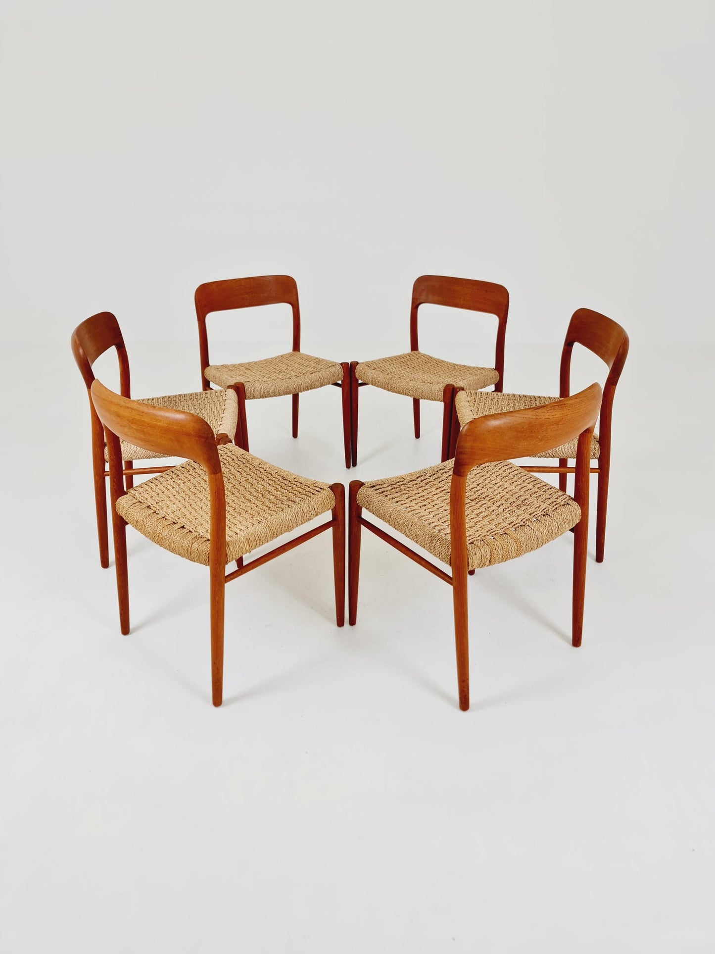 MidCentury Danish teak Dining Chairs Niels O.Moller, 1960s Modell 75 ,Set of 6