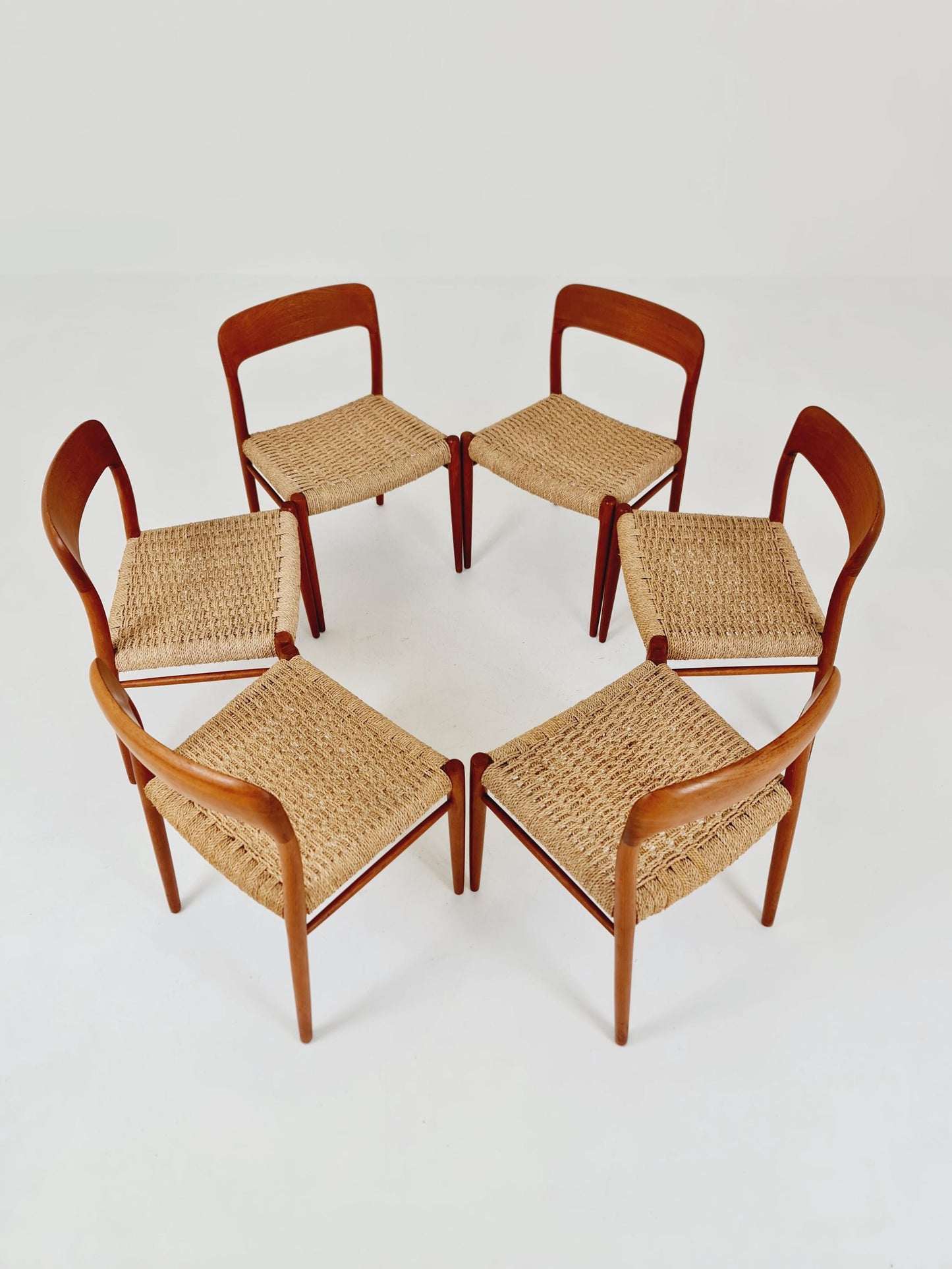 MidCentury Danish teak Dining Chairs Niels O.Moller, 1960s Modell 75 ,Set of 6