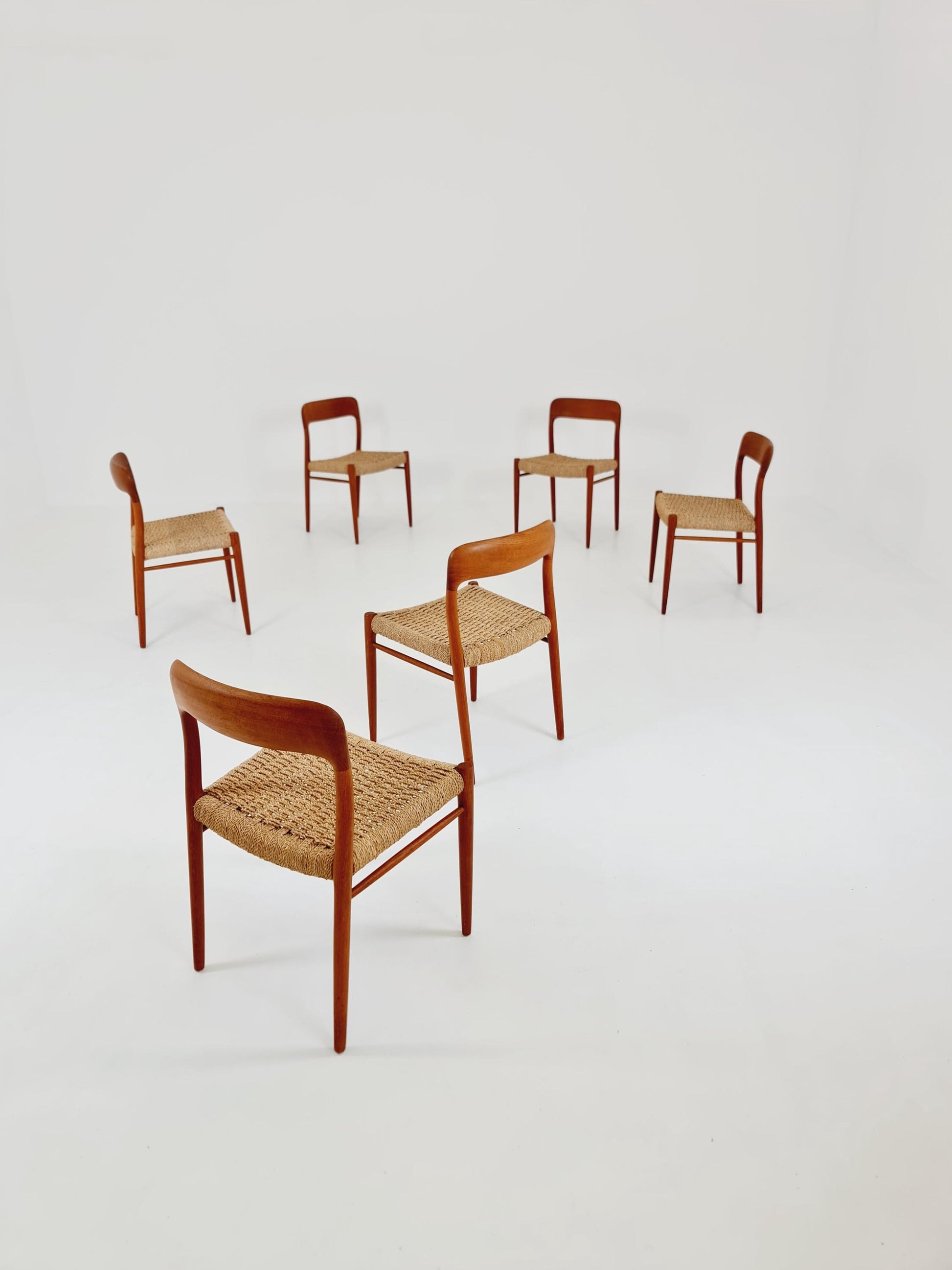 MidCentury Danish teak Dining Chairs Niels O.Moller, 1960s Modell 75 ,Set of 6