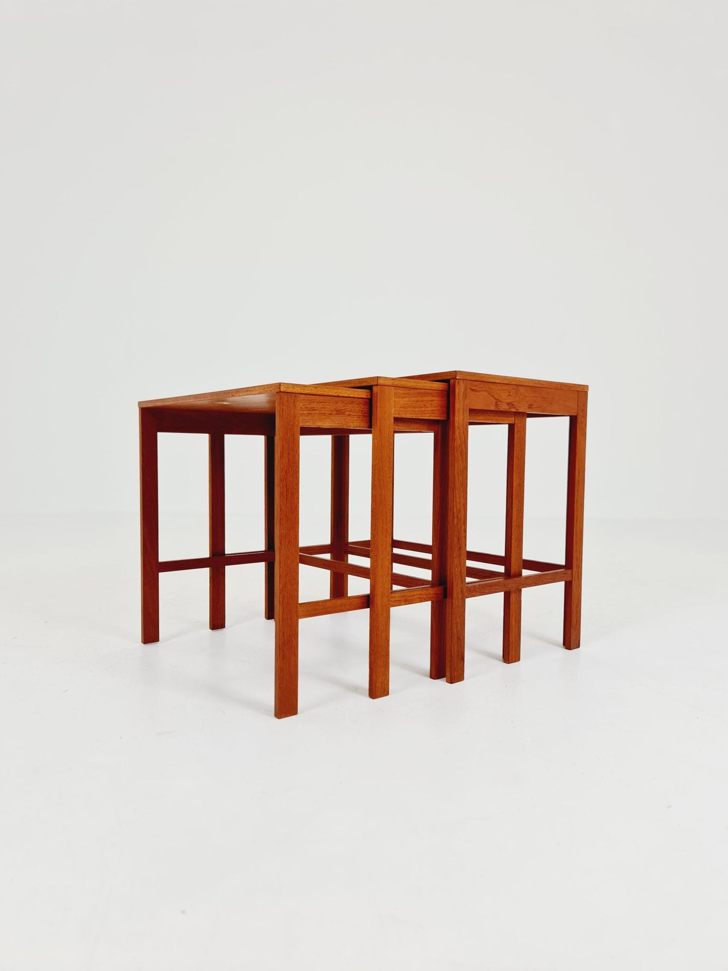 Midcentury Danish teak Nesting Tables by Peter Hvidt & Orla Mölgaard for Cado , 3 Set 1960s