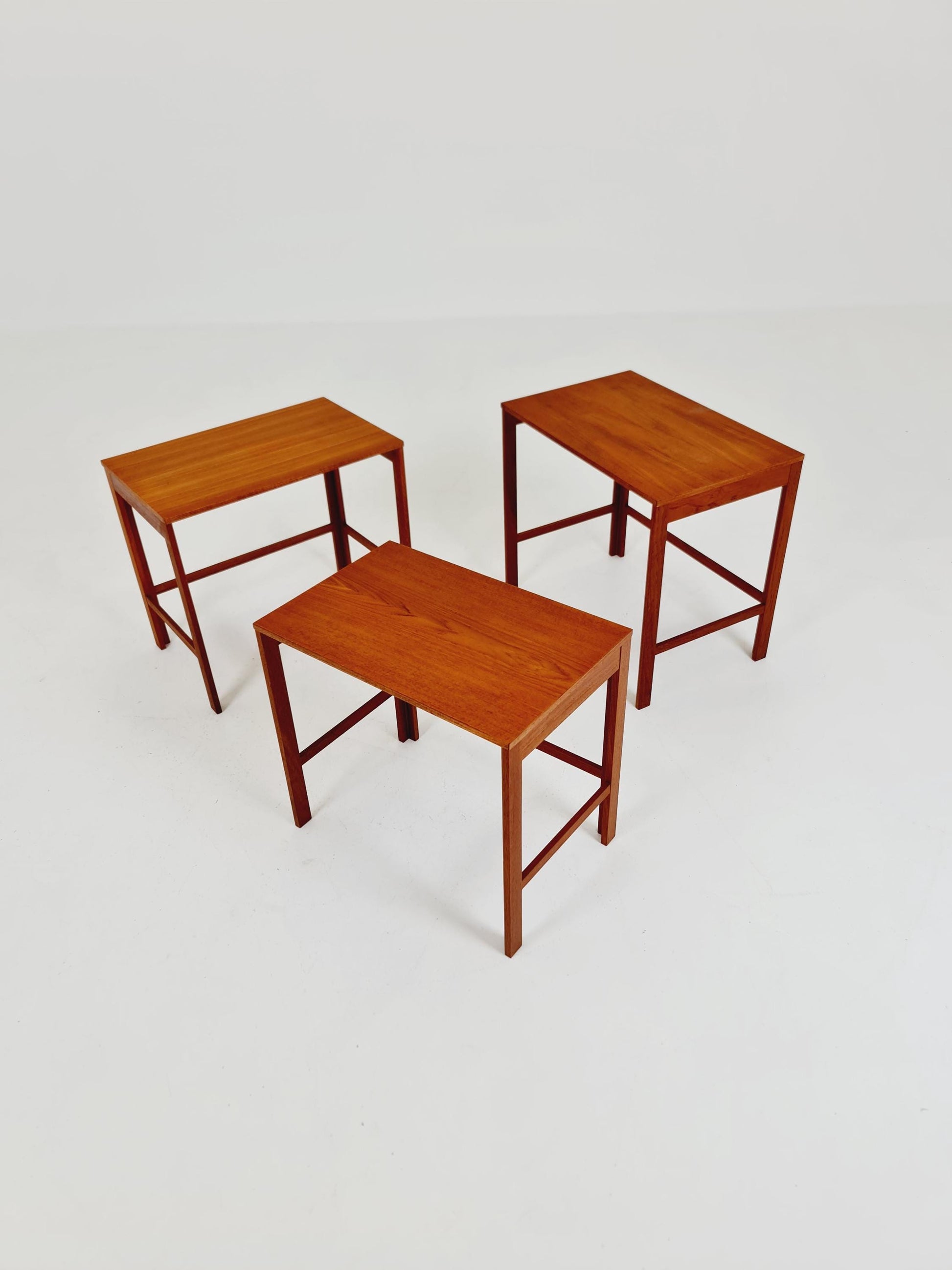 Midcentury Danish teak Nesting Tables by Peter Hvidt & Orla Mölgaard for Cado , 3 Set 1960s