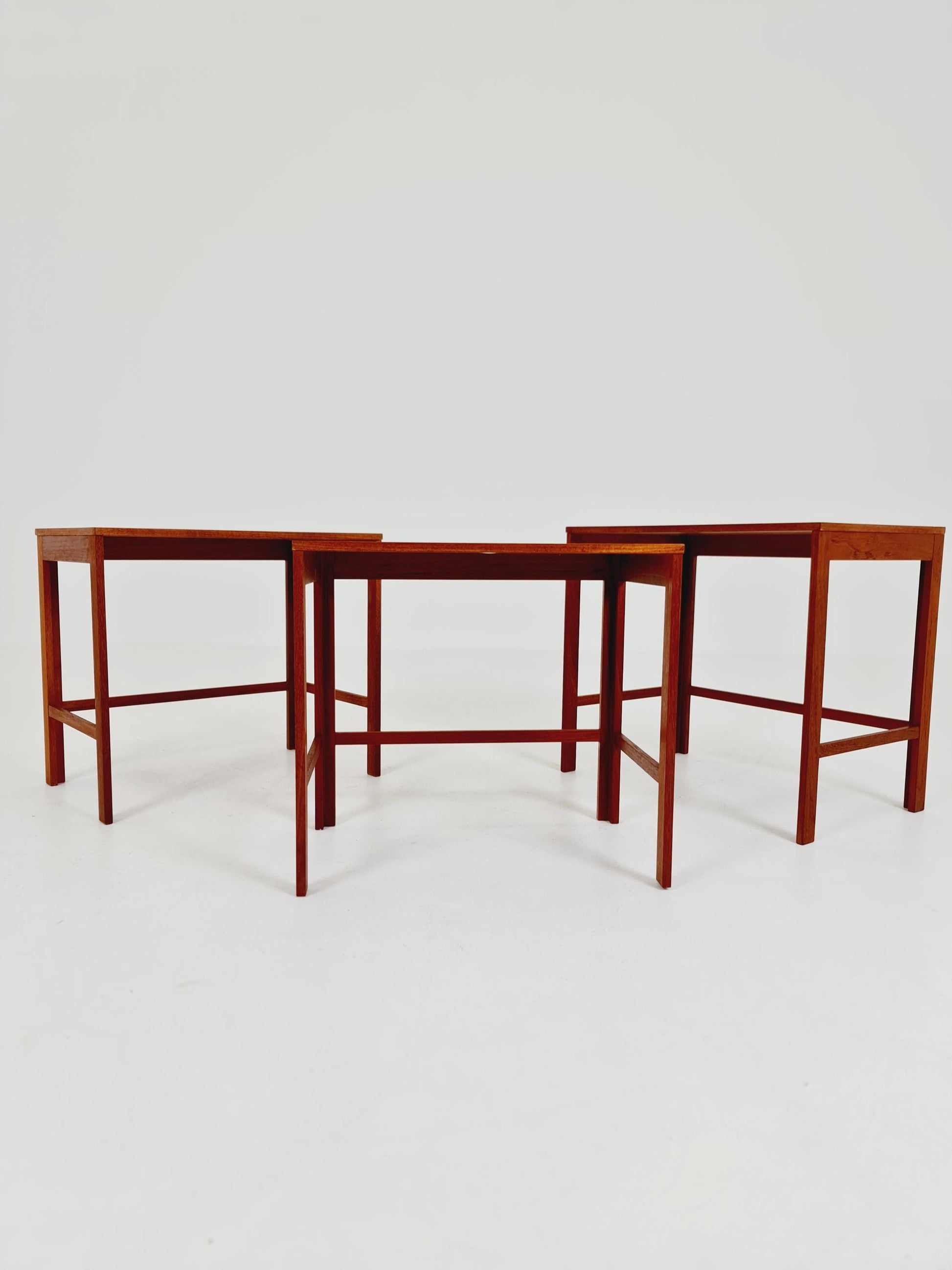 Midcentury Danish teak Nesting Tables by Peter Hvidt & Orla Mölgaard for Cado , 3 Set 1960s
