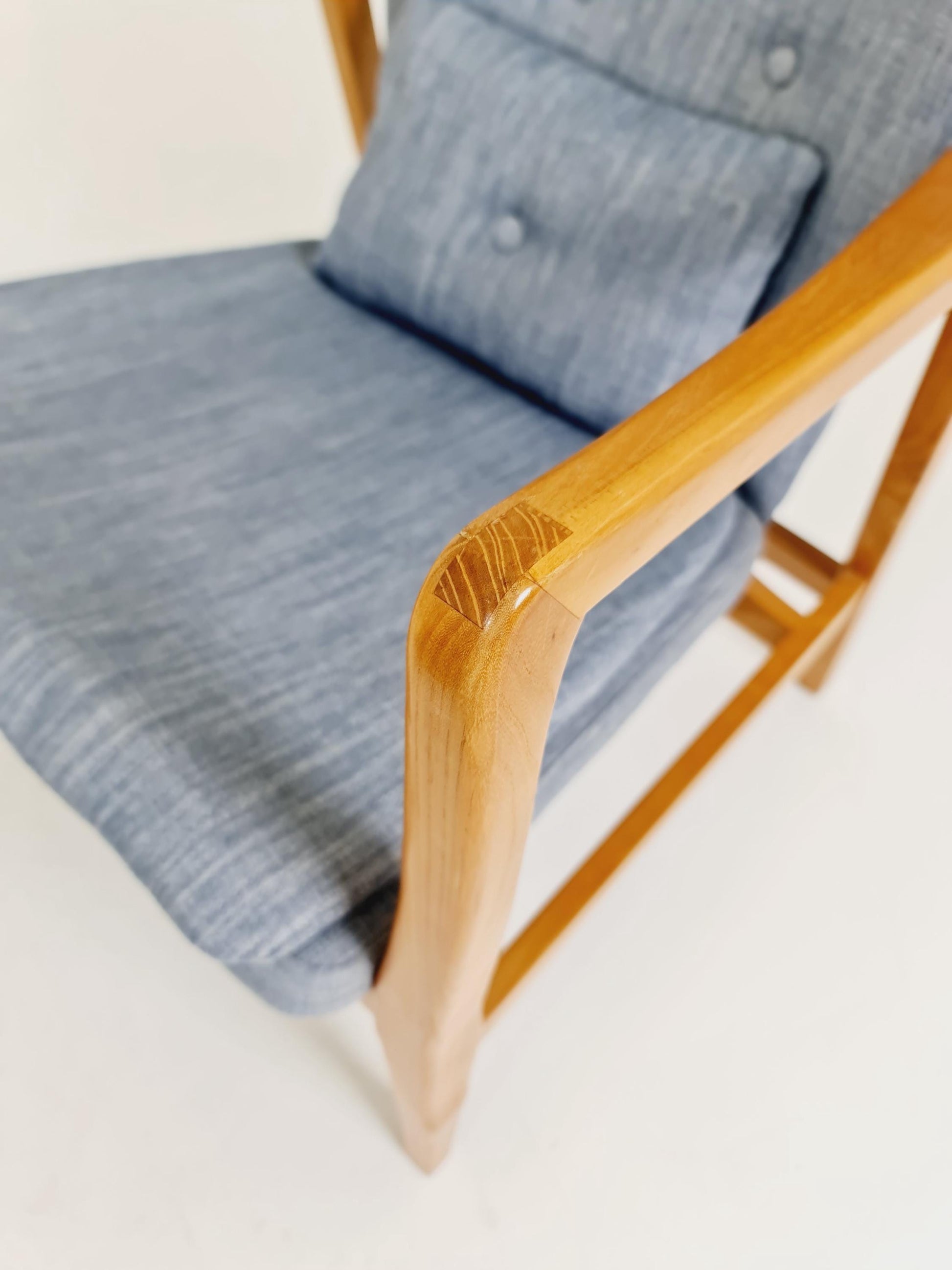 Mid century Ash wood easy lounge chairs , Set of 2, 1960s