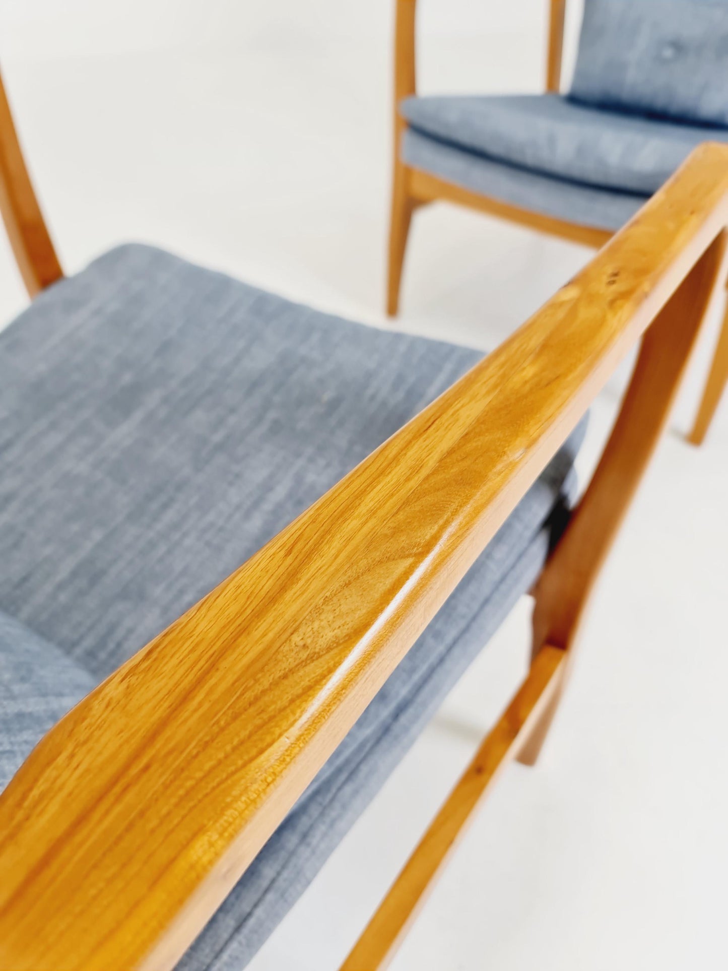 Mid century Ash wood easy lounge chairs , Set of 2, 1960s