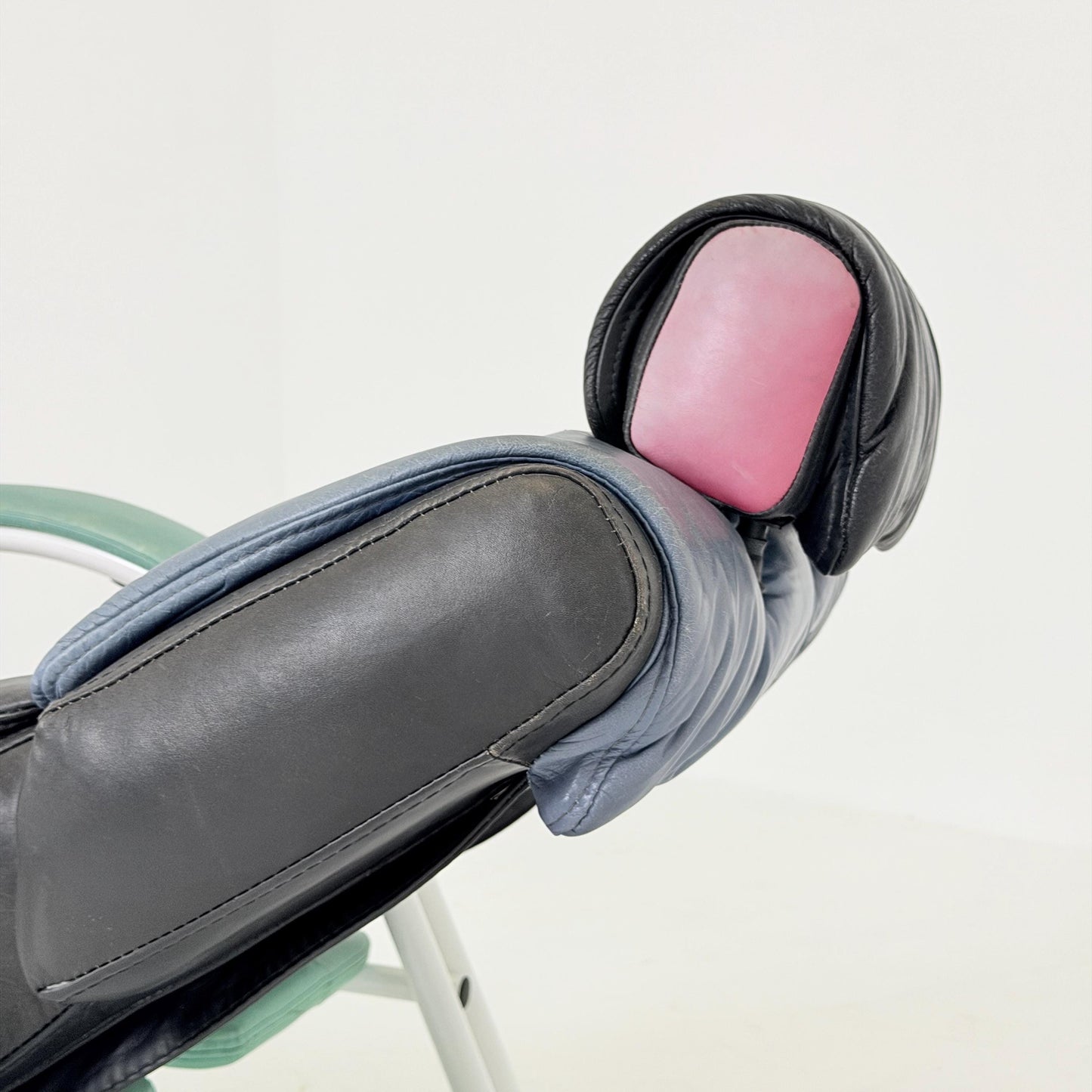 Mid Century Postmodern Memphis Style Leather Reclining Lounge Chair & Ottoman by Ettore Sottsass, Italy 1980s