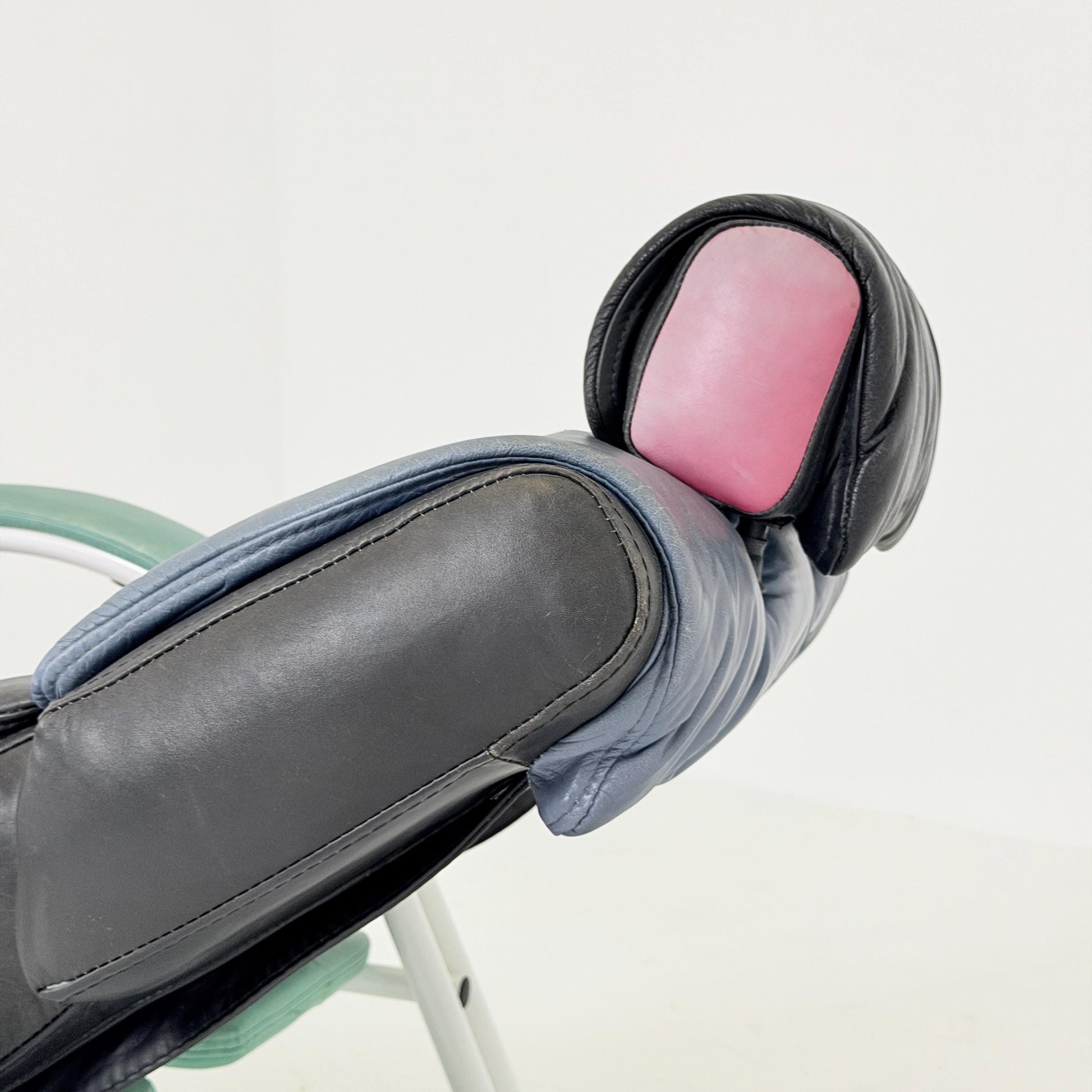 Mid Century Postmodern Memphis Style Leather Reclining Lounge Chair & Ottoman by Ettore Sottsass, Italy 1980s