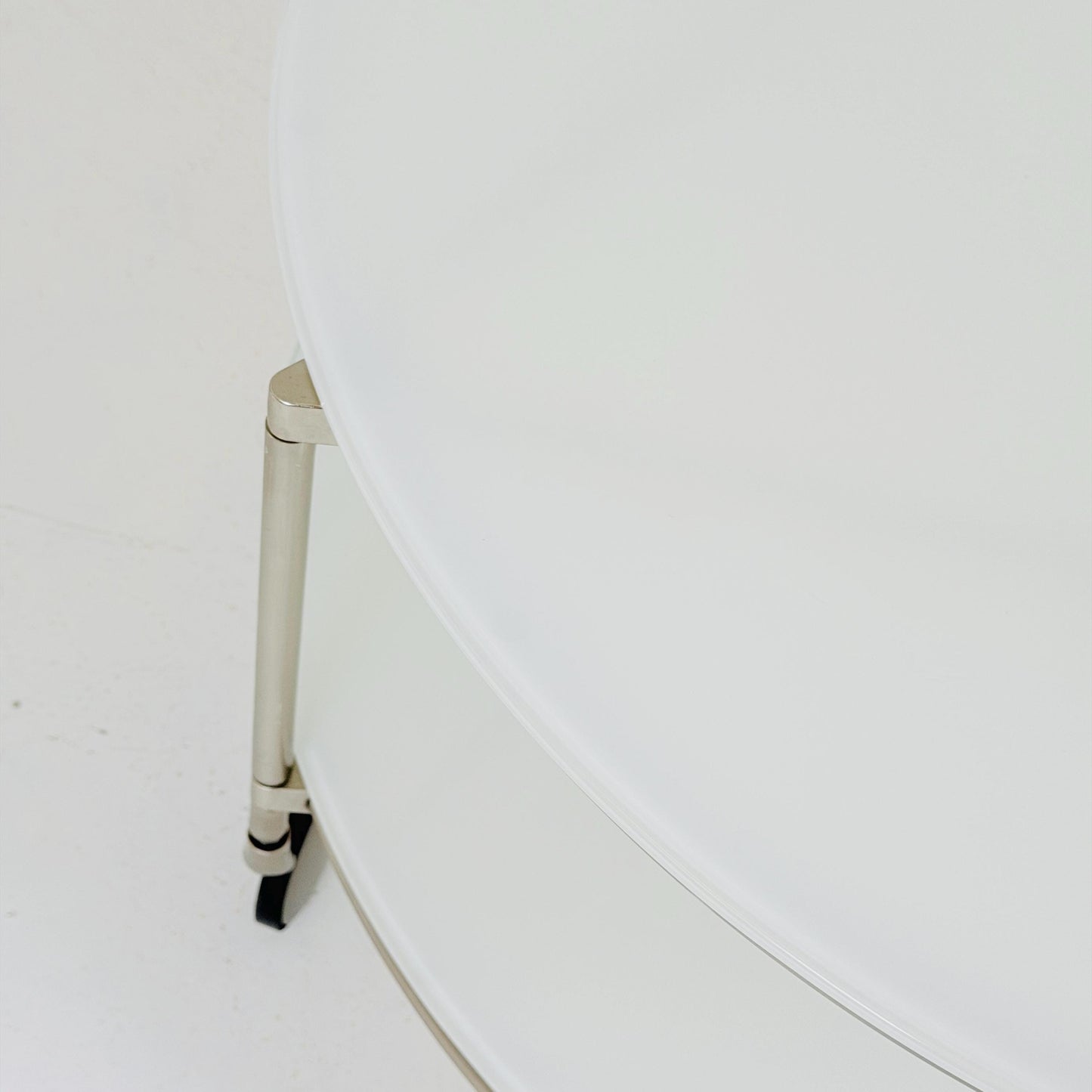 Mid century Strind Coffee Table by Ehlén Johansson – White Glass & Nickel-Plated Steel for IKEA Sweden 1990s