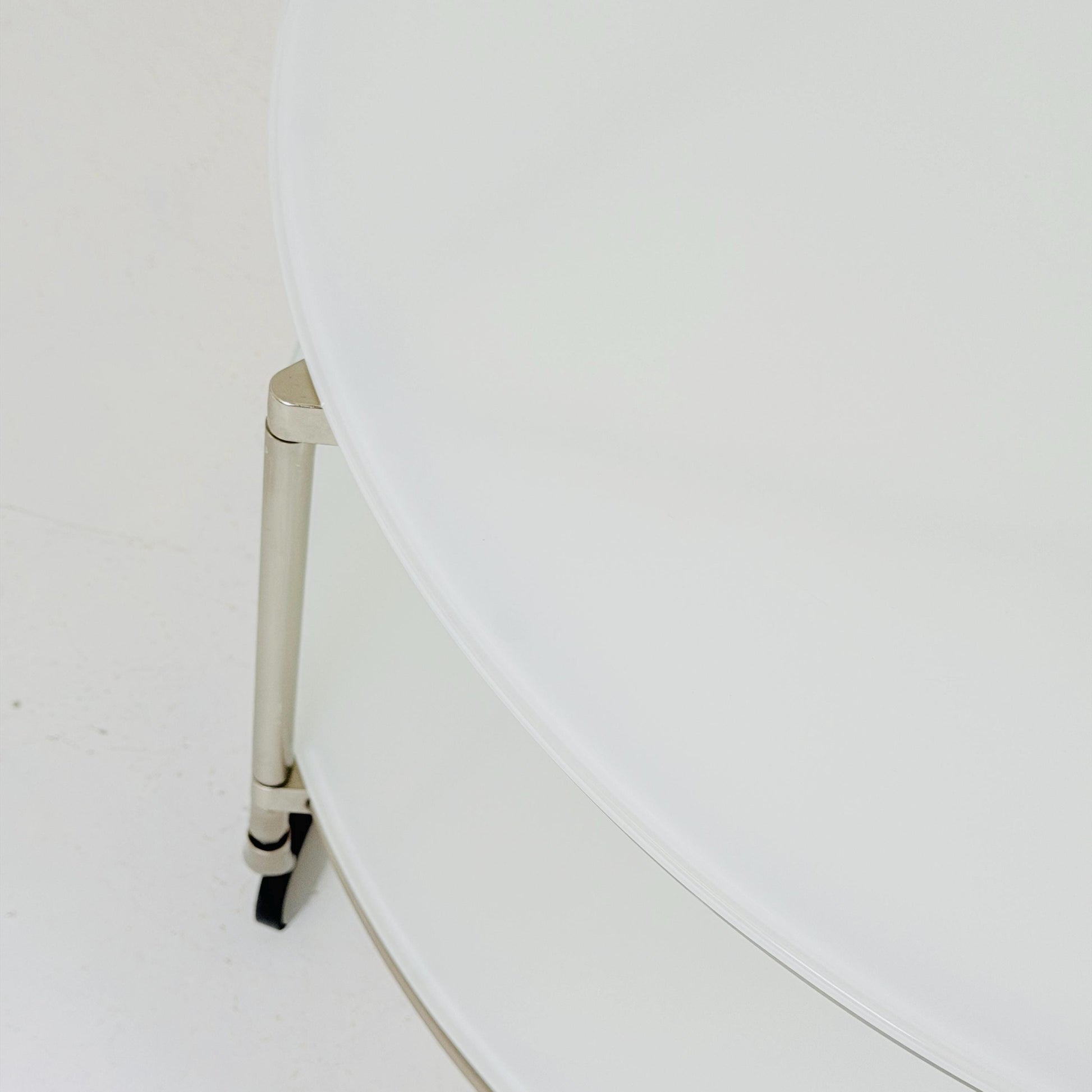 Mid century Strind Coffee Table by Ehlén Johansson – White Glass & Nickel-Plated Steel for IKEA Sweden 1990s