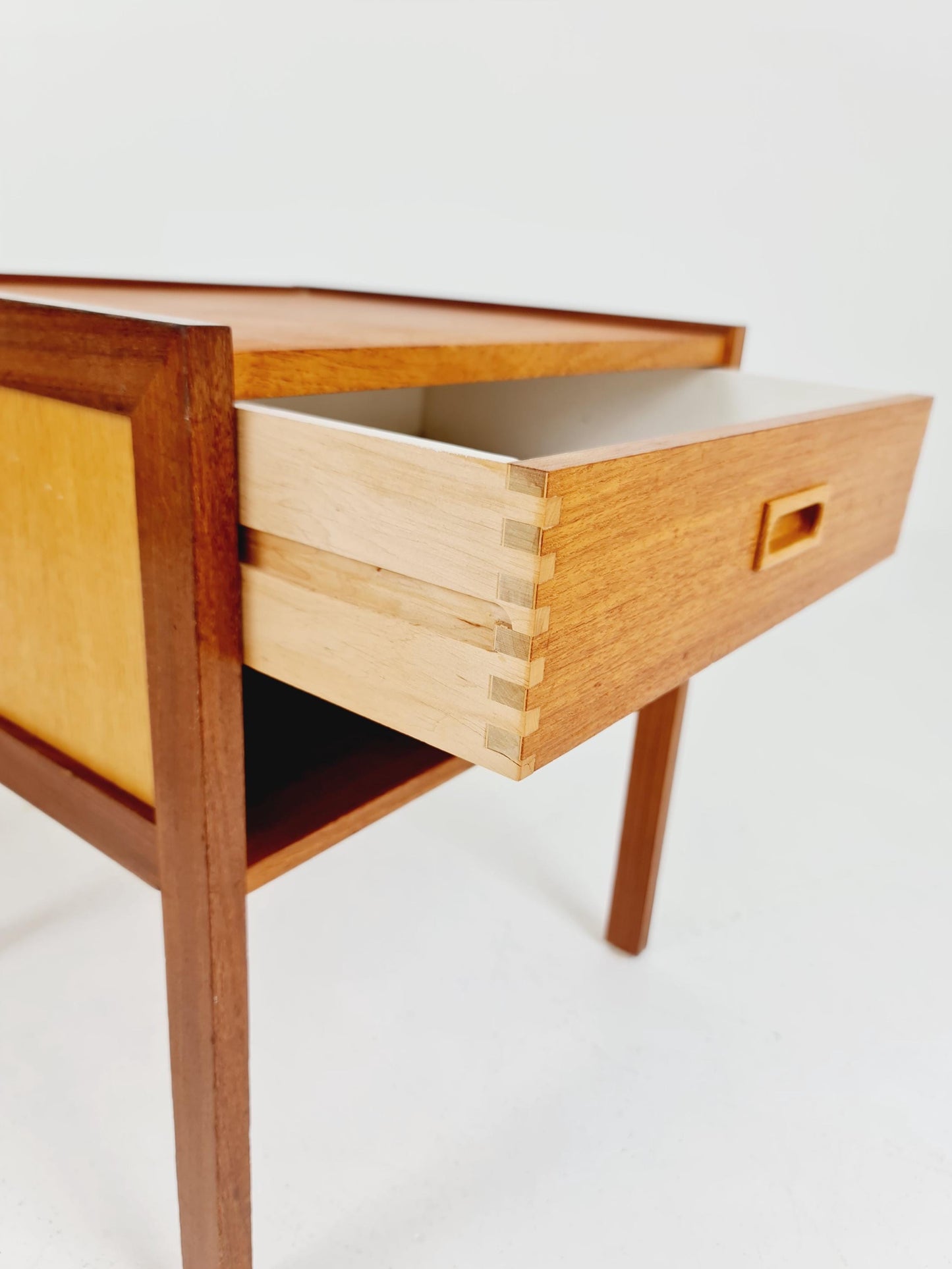 Mid century Danish teak & beech bedside tables/ nightstands by Arne Whal Iversen, set of 2