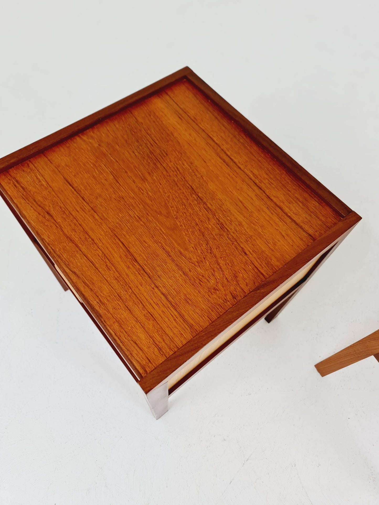 Mid century Danish teak & beech bedside tables/ nightstands by Arne Whal Iversen, set of 2