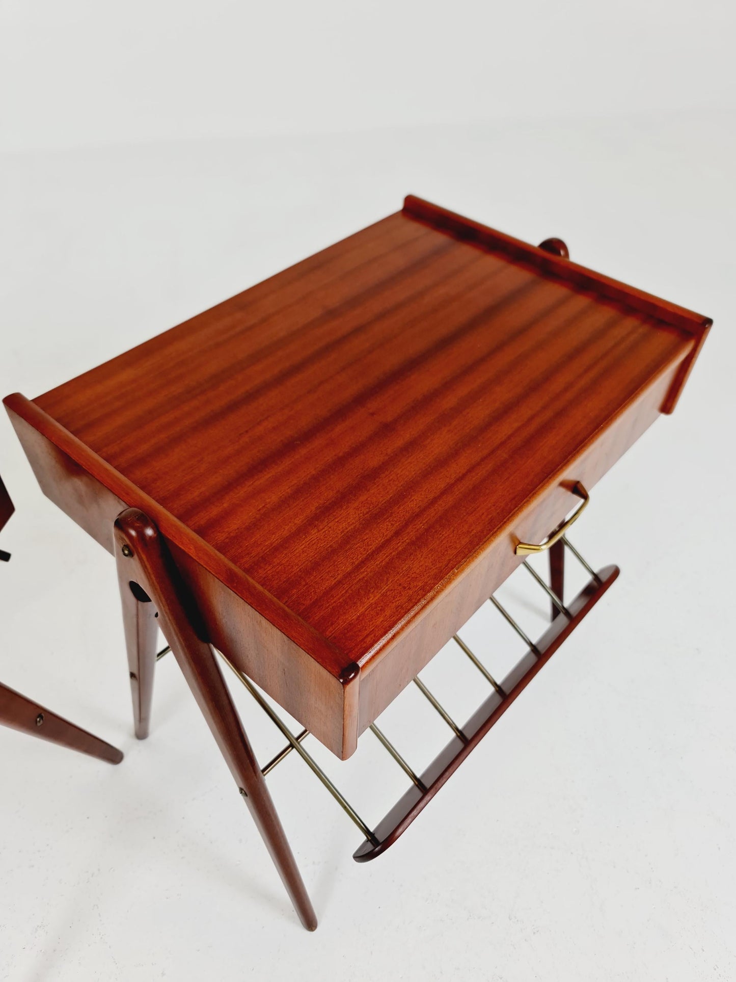 Danish MidCentury Mahogani and brass nightstands / bedside tables, 1960s