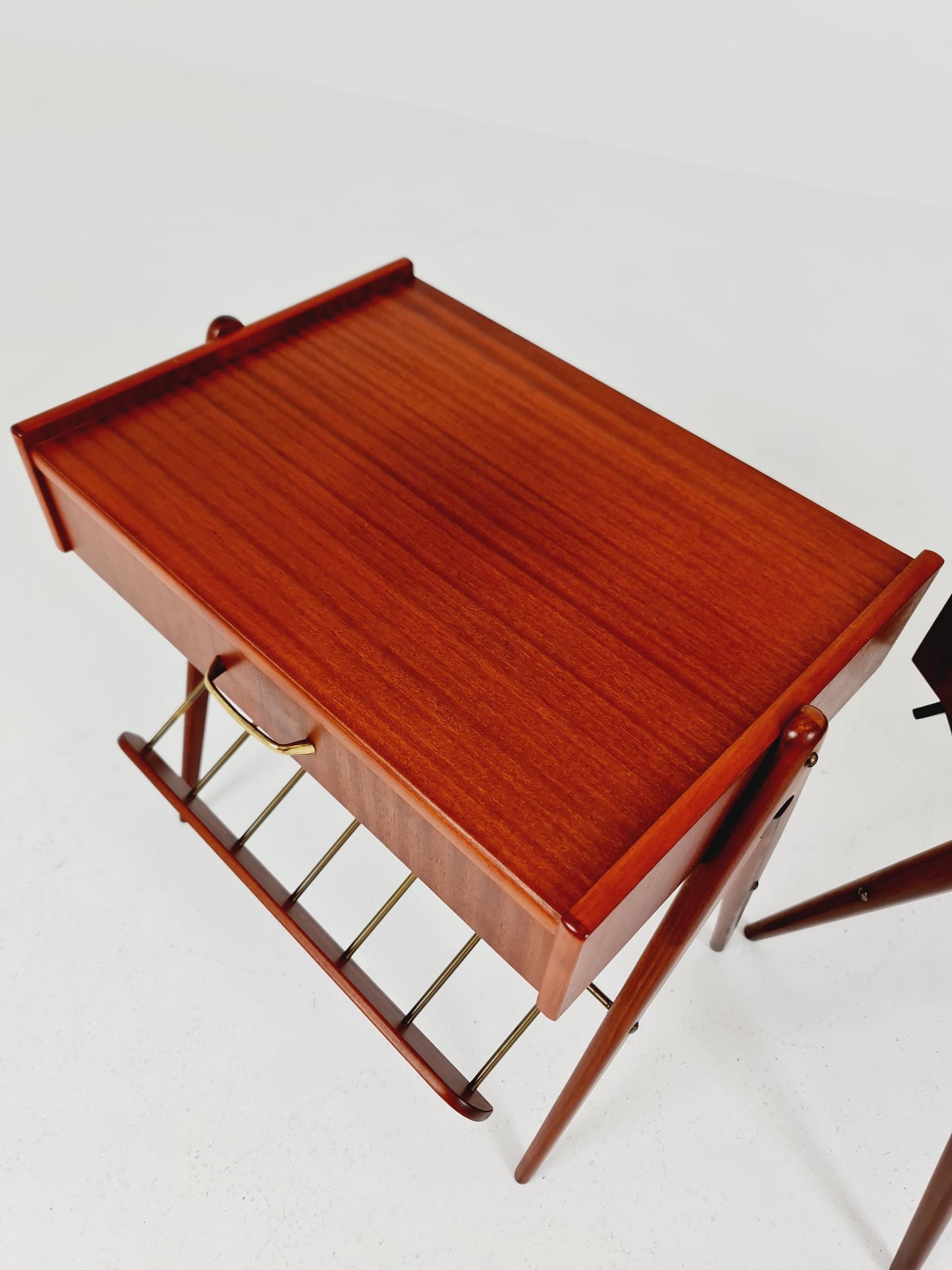 Danish MidCentury Mahogani and brass nightstands / bedside tables, 1960s