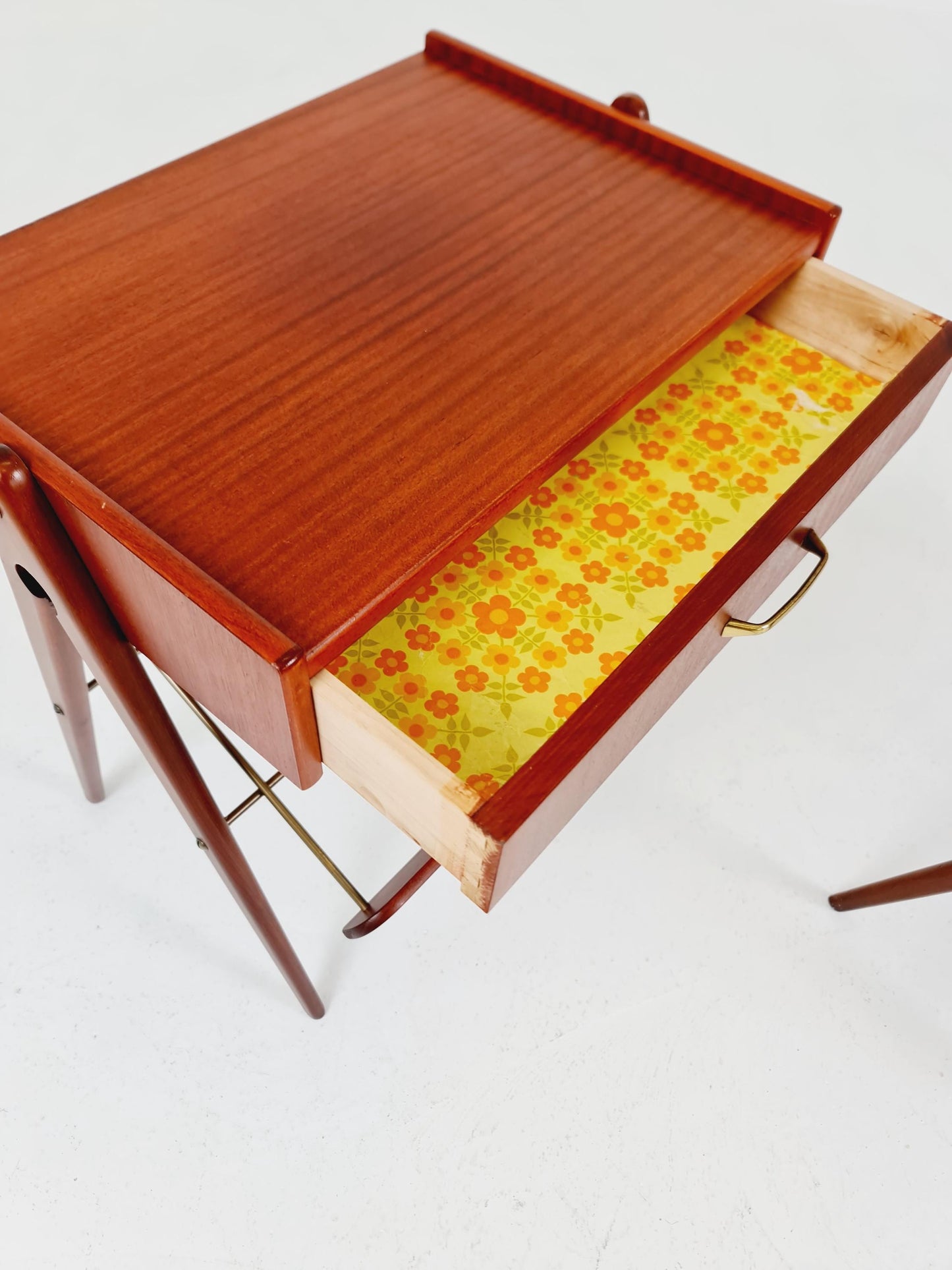 Danish MidCentury Mahogani and brass nightstands / bedside tables, 1960s