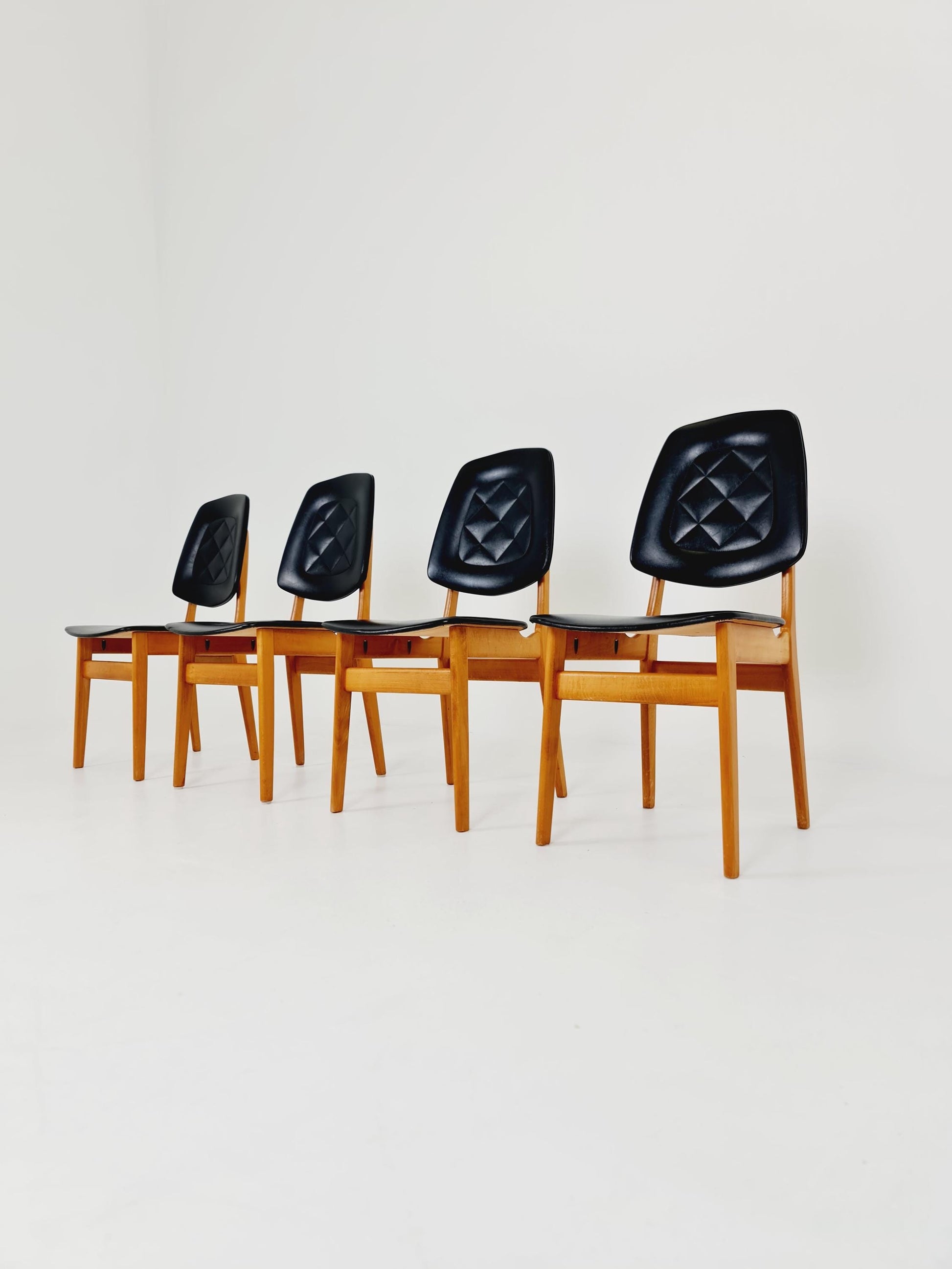 Vintage beech Norwegian Dining Chairs by Bröderna Sörheim Norway, 1960s, Set of 4