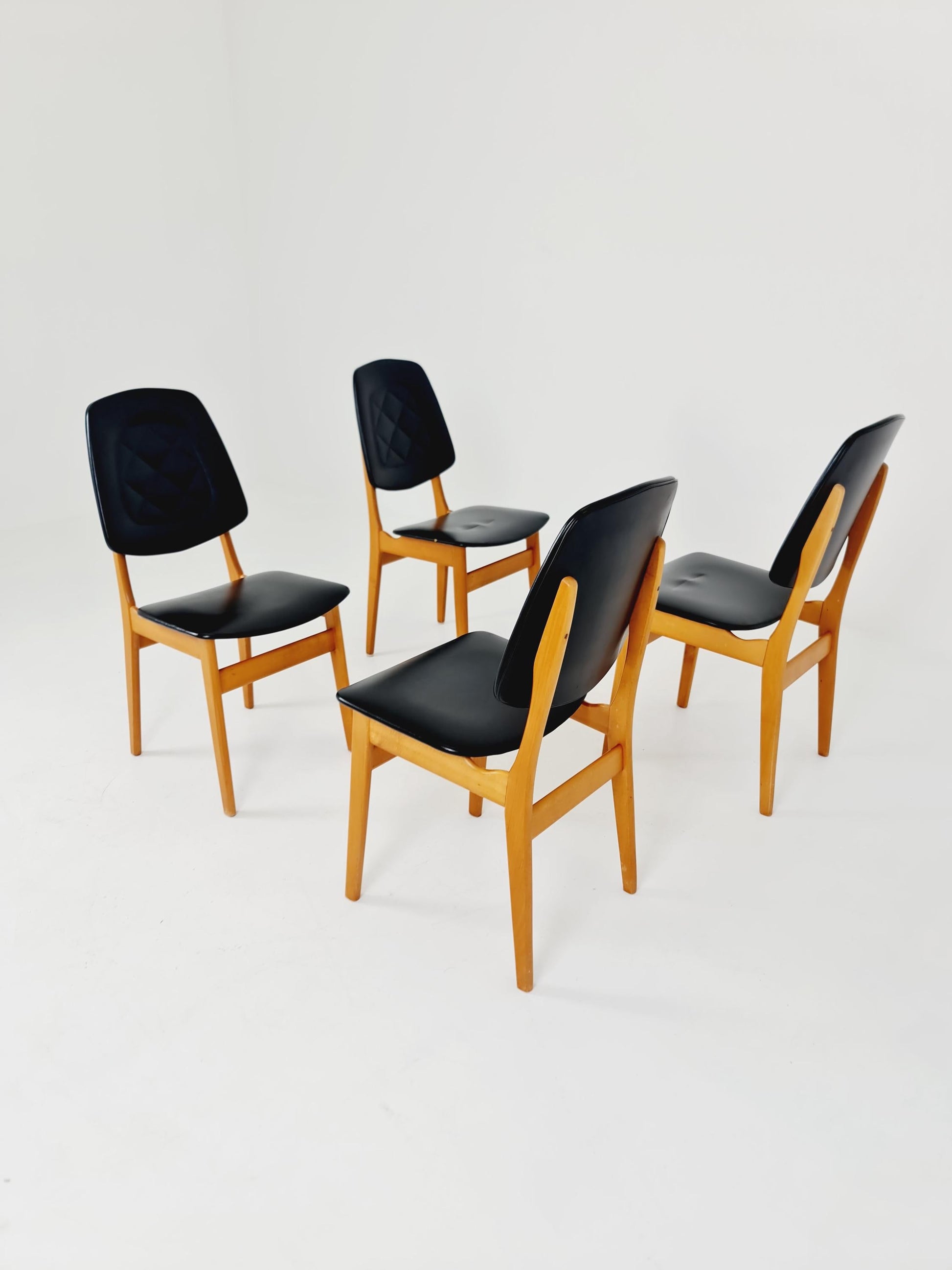 Vintage beech Norwegian Dining Chairs by Bröderna Sörheim Norway, 1960s, Set of 4