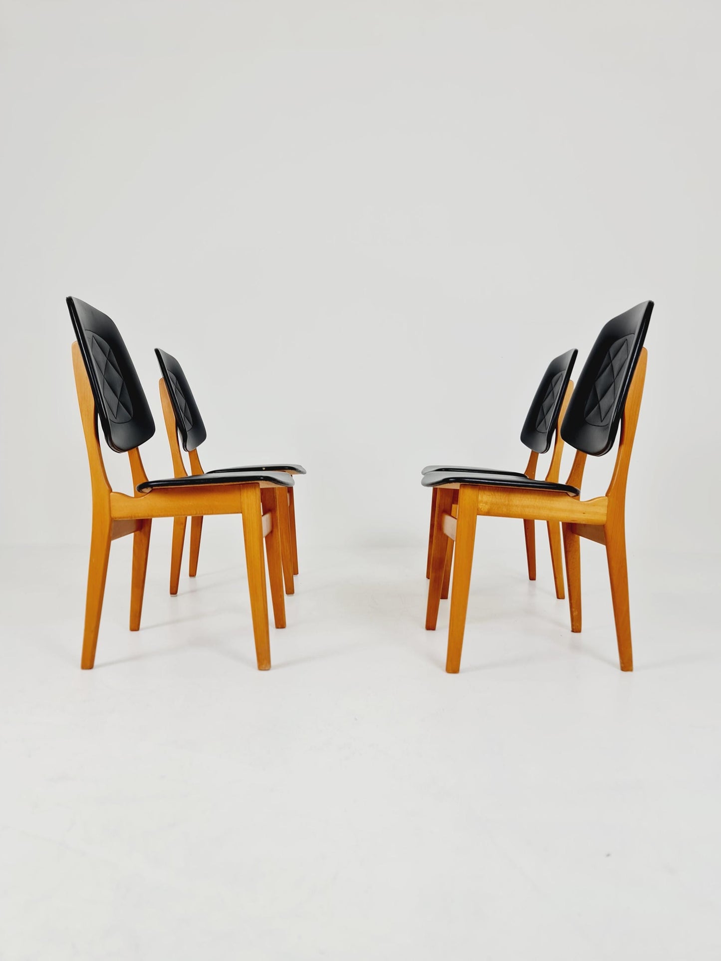 Vintage beech Norwegian Dining Chairs by Bröderna Sörheim Norway, 1960s, Set of 4