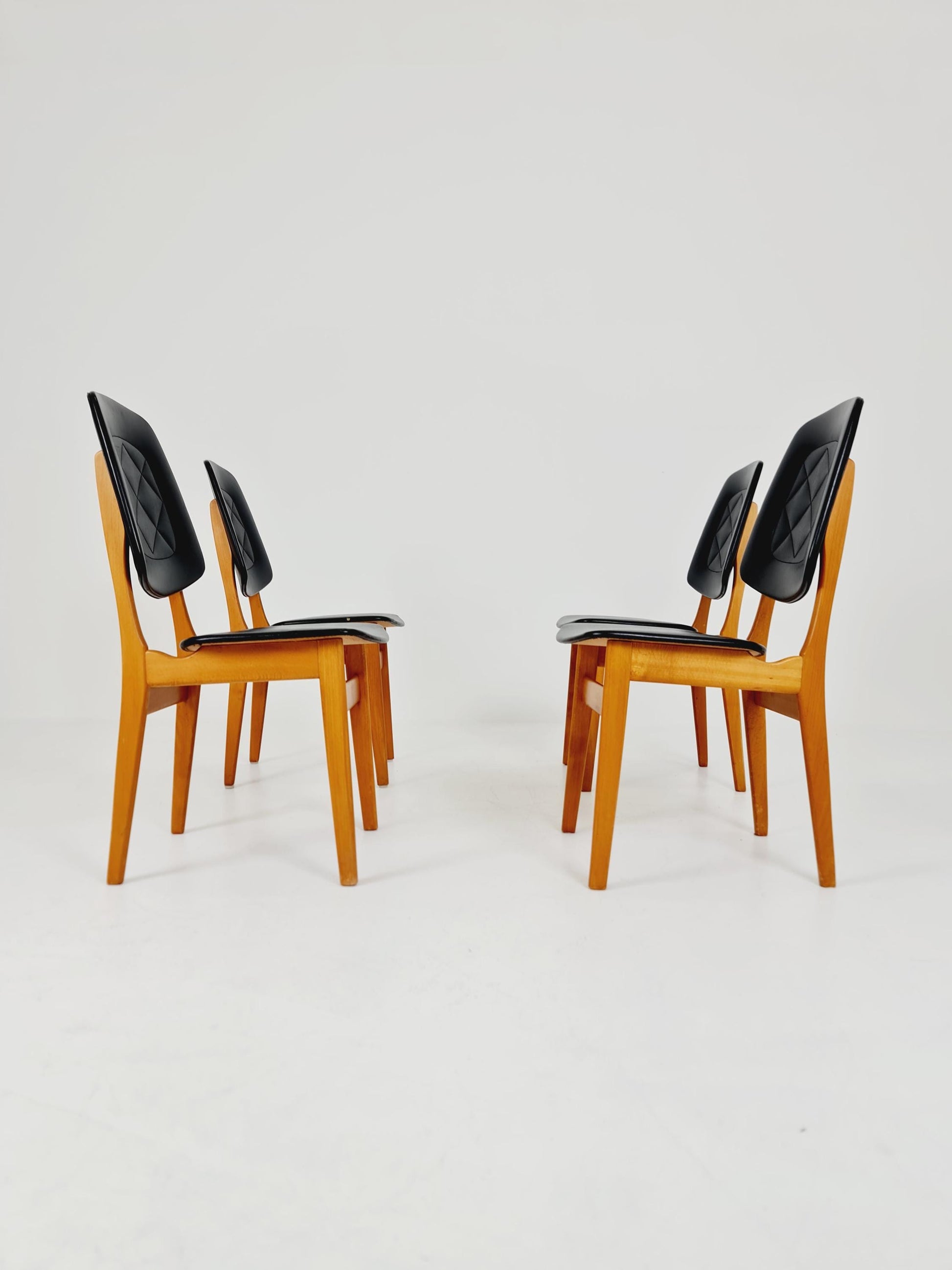 Vintage beech Norwegian Dining Chairs by Bröderna Sörheim Norway, 1960s, Set of 4