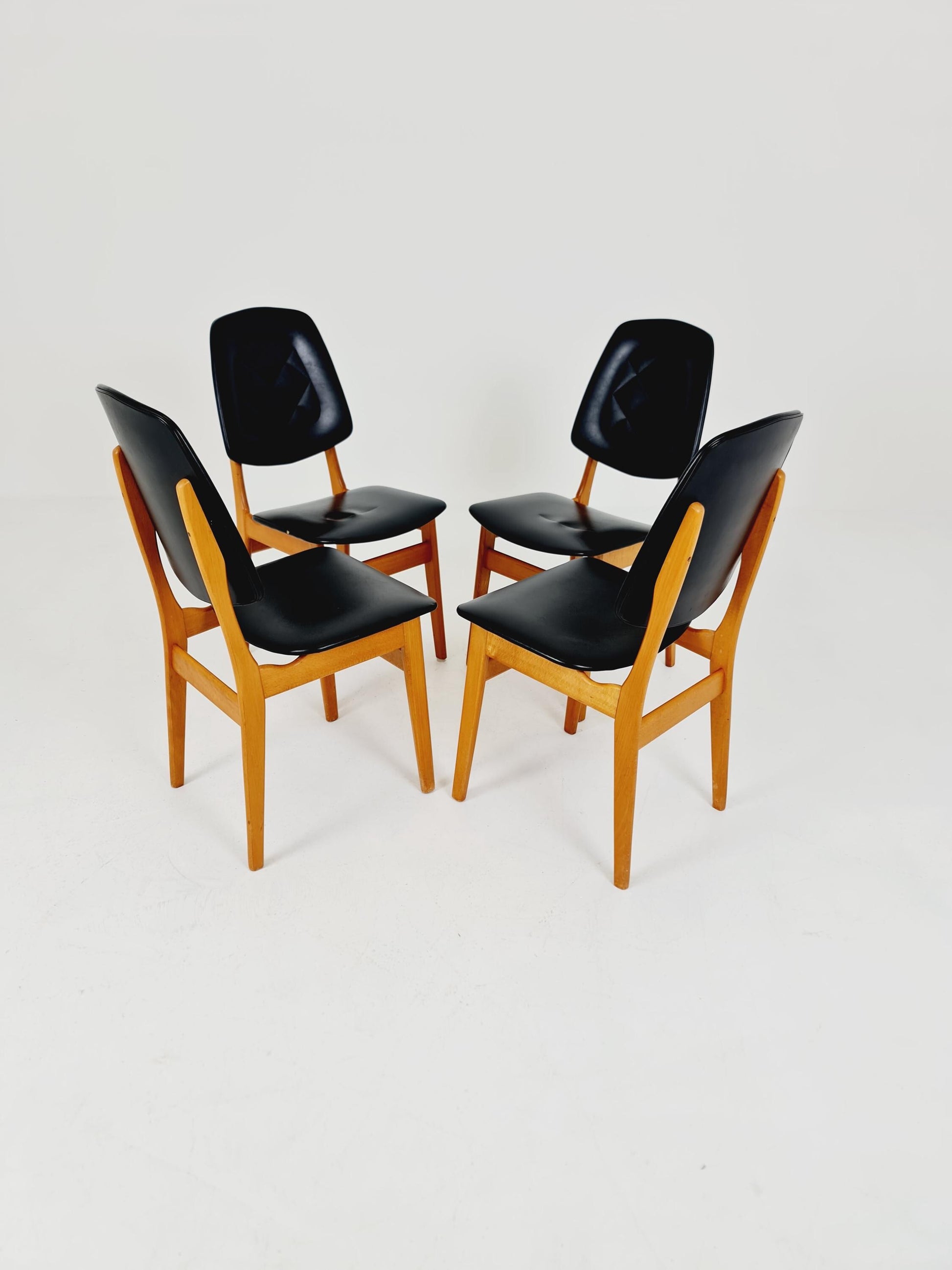 Vintage beech Norwegian Dining Chairs by Bröderna Sörheim Norway, 1960s, Set of 4