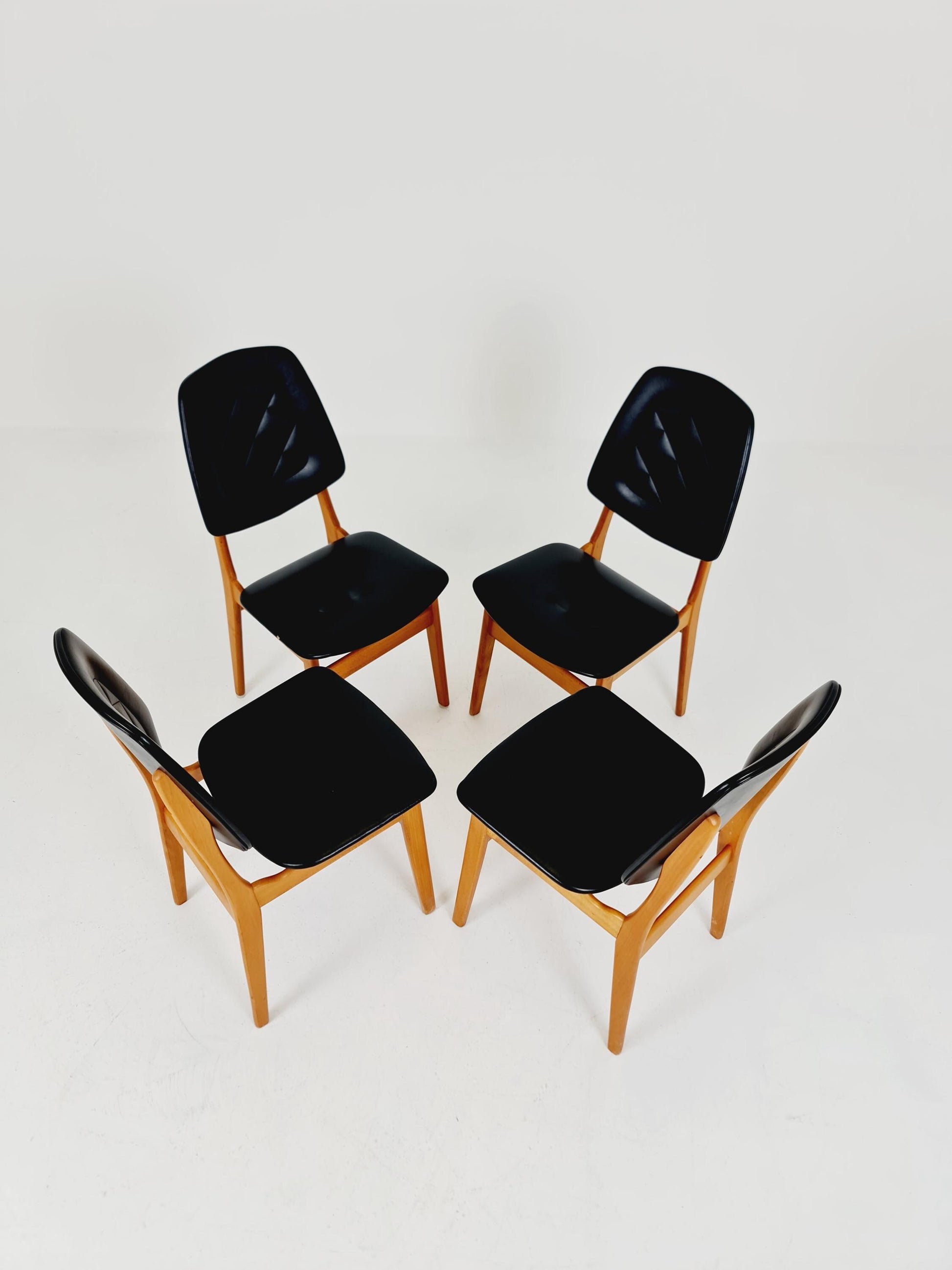Vintage beech Norwegian Dining Chairs by Bröderna Sörheim Norway, 1960s, Set of 4