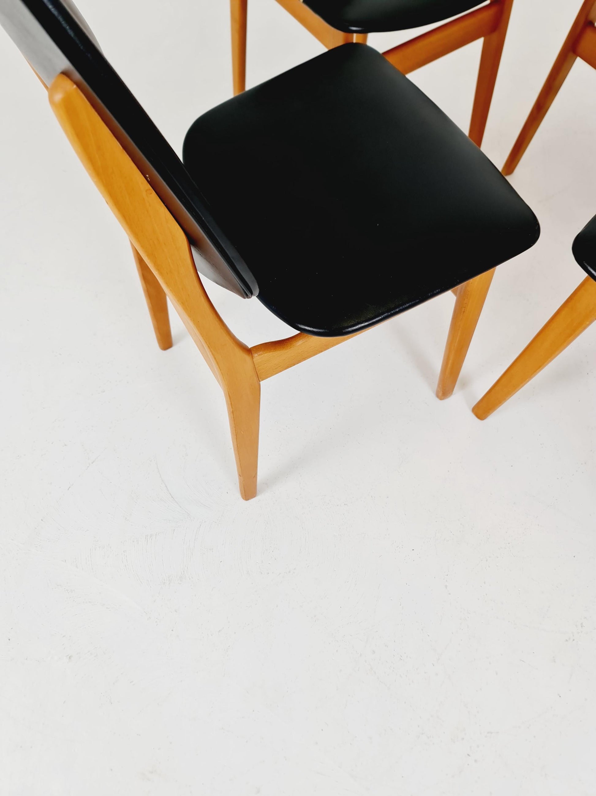 Vintage beech Norwegian Dining Chairs by Bröderna Sörheim Norway, 1960s, Set of 4